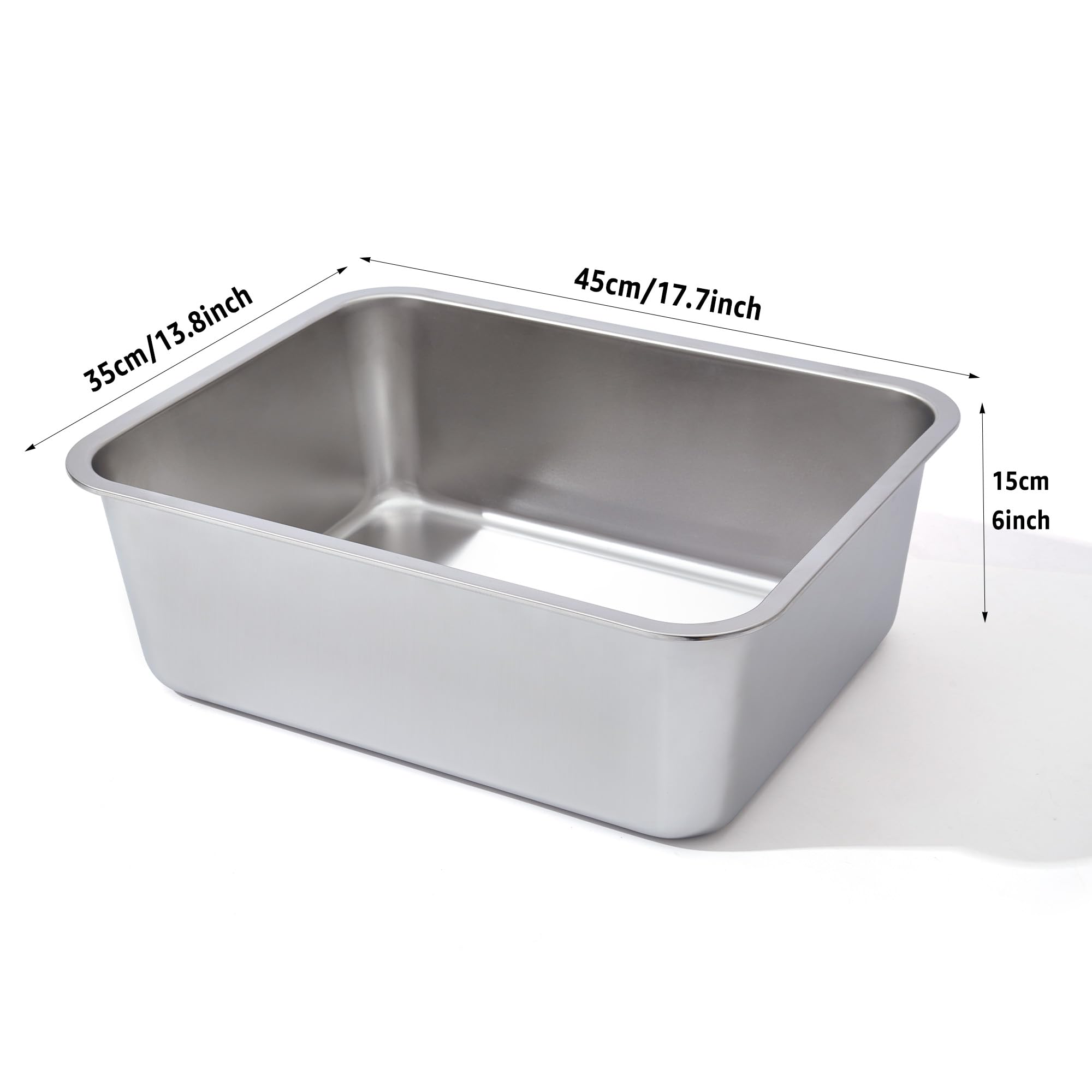 Legourns Stainless Steel Litter Box 2 Pack, 18''X14''X6''(Height) Medium To Large Cat Litter Box Easy Clean, Non Stick Litters B