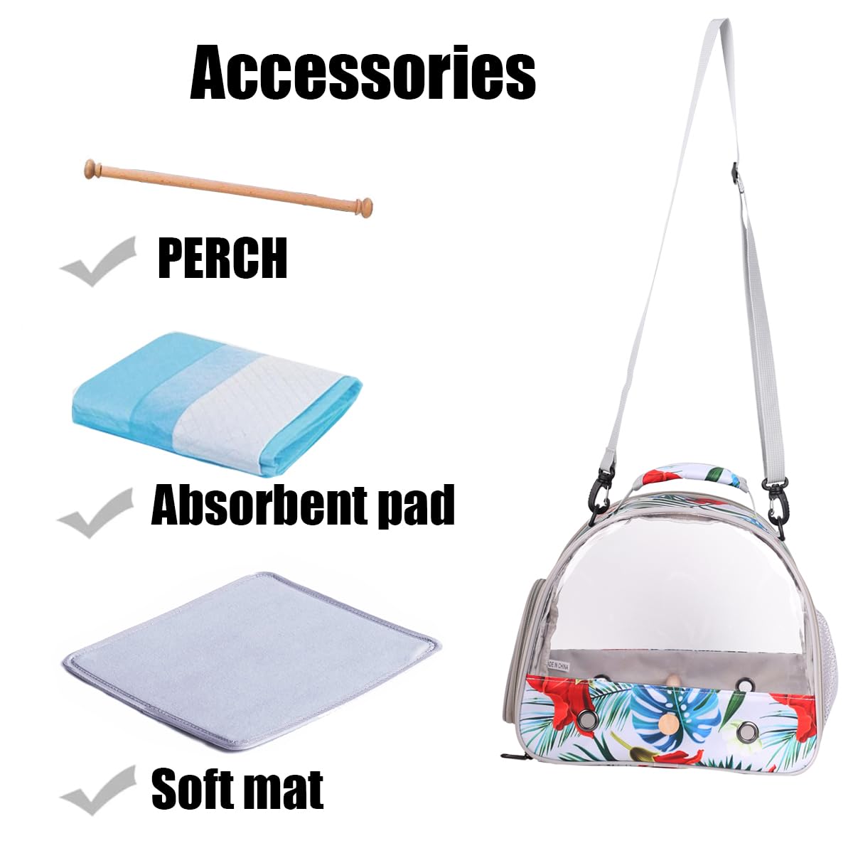 Orizzp Portable Small Bird Travel Carrier Cage With Stand Perch, Bird Carrier To Carry Parakeet Budgies Parrot Cockatiel Conure