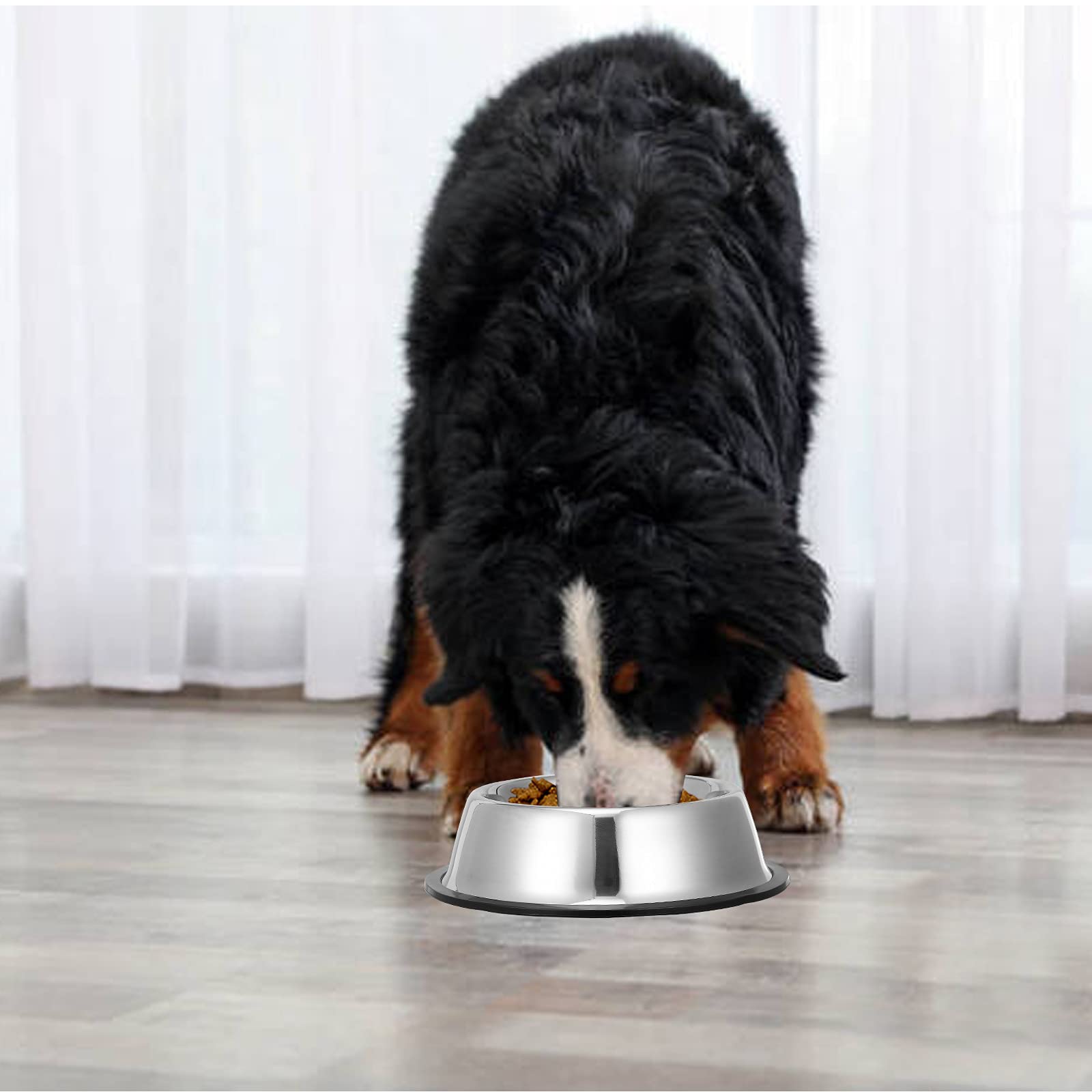 Mutsutaz 2 Pack Stainless Steel Dog Bowls with Rubber Bottom, Anti-Slip Heavy Duty Premium Quality Pets Feeder Bowls for Dogs an