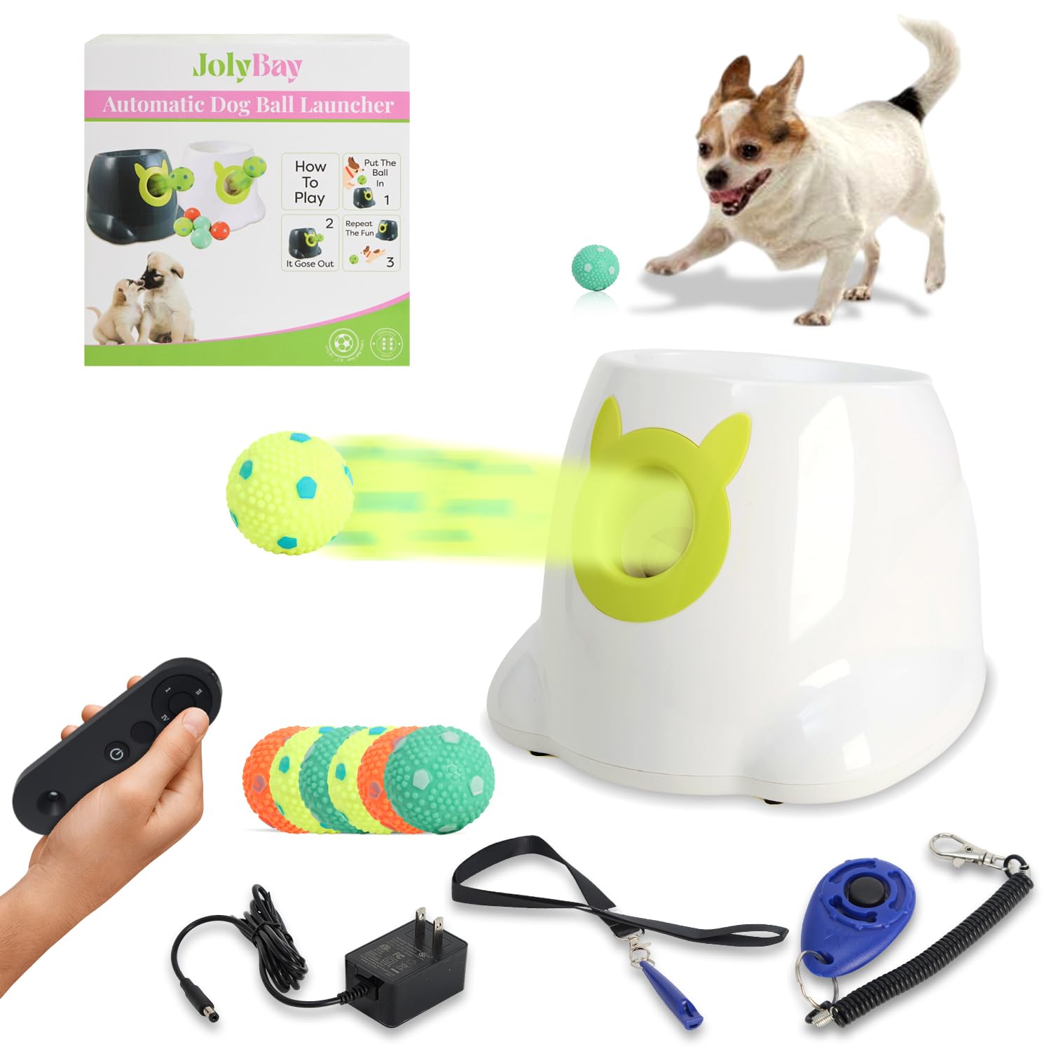Automatic Small Dog Ball Launcher - Remote Control Interactive Fetch Machine Thrower For Small And Medium Sized Dogs With 6 High