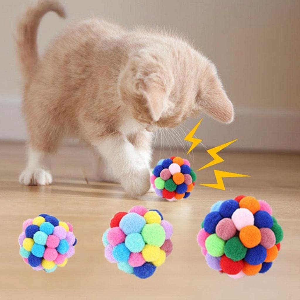 Calandis 3Xpet Kitten Colorful Ball Toys Cat Catch Exercise Interactive Play Toys S | Toys | Cat Supplies | Pet Supplies