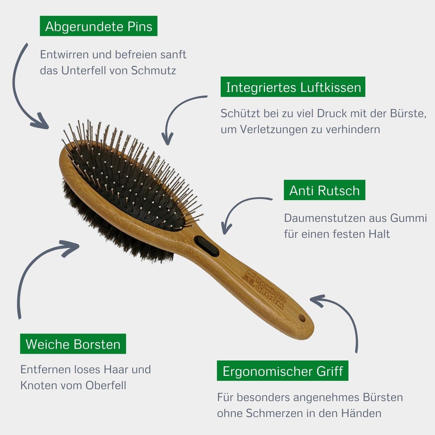 Alcott Bamboo Groom Oval Brush For Pets