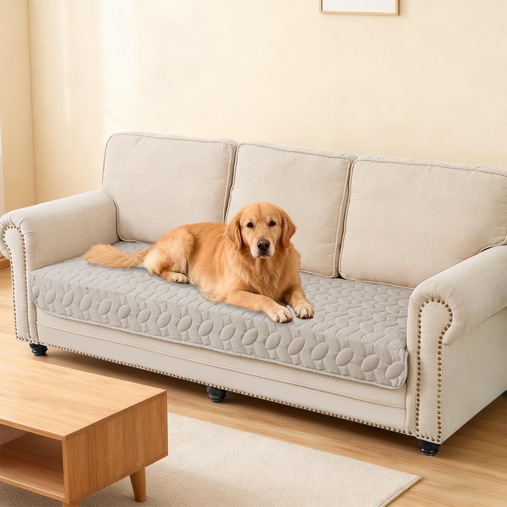 Ameritex Waterproof Pet Bed Cover Anti-Slip Dog Bed Blanket for Sofa and Furniture Waterproof New Pattern Design (Khaki, 30x70 I