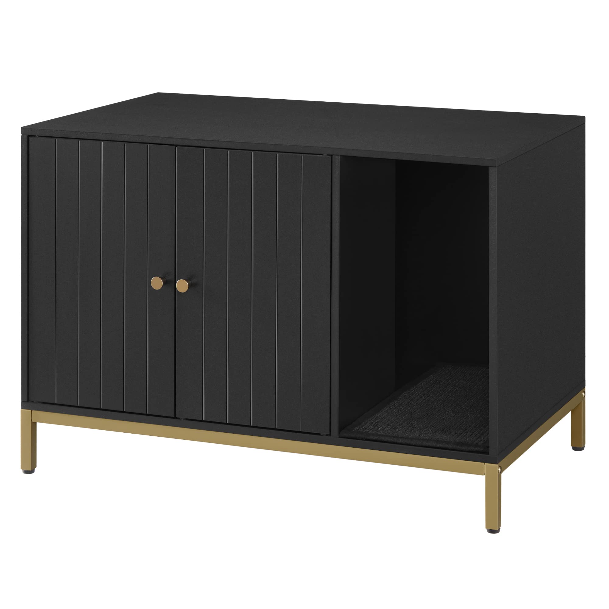 Feandrea Litter Box Enclosure, Modern Cat Litter Box Furniture Hidden, with Scratching Mat, Tall Legs, Cat House, Side End Table