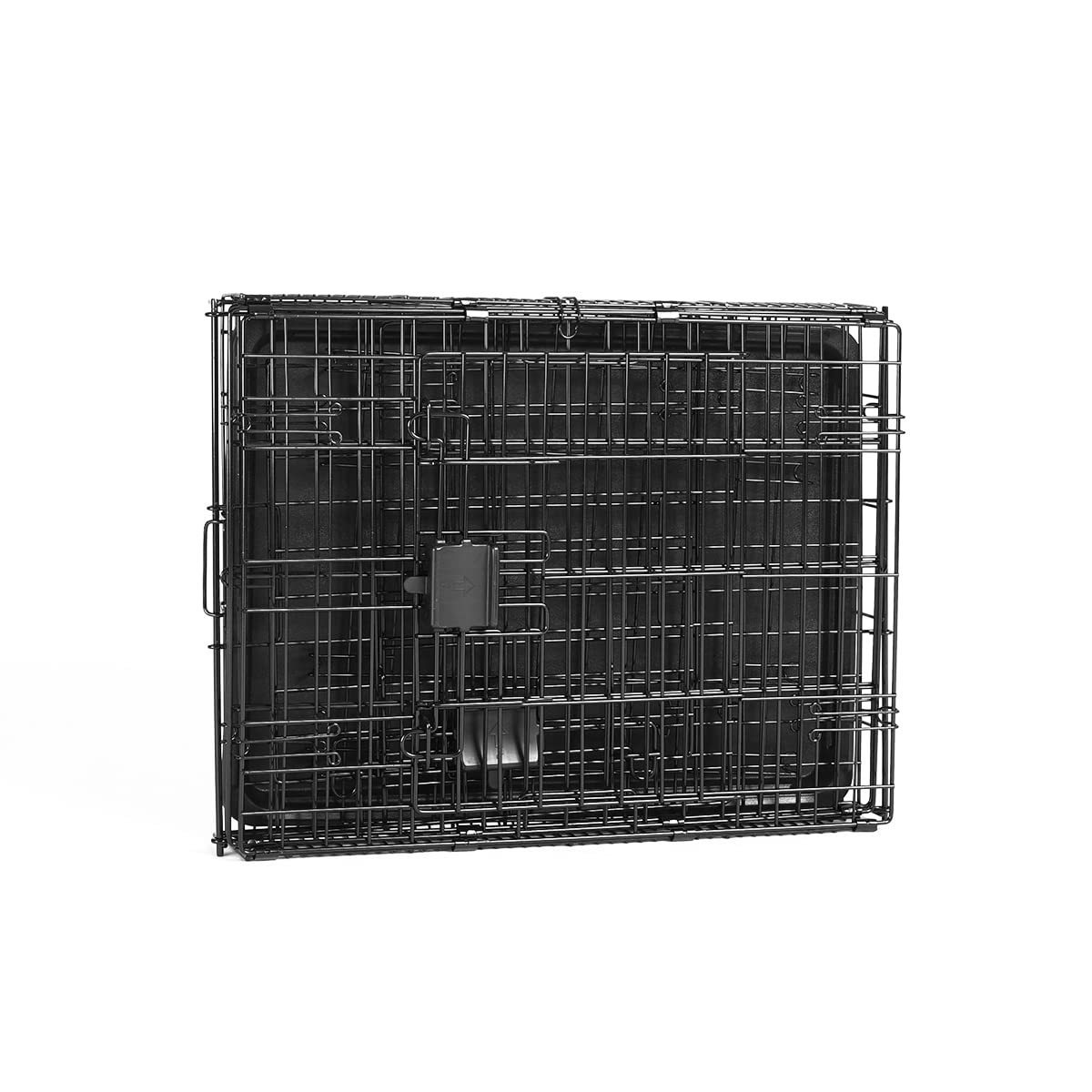 Amazon Basics Durable,Foldable Metal Wire Dog Crate With Tray, Double Door, Divider, 24 X 18 X 20 In, Black