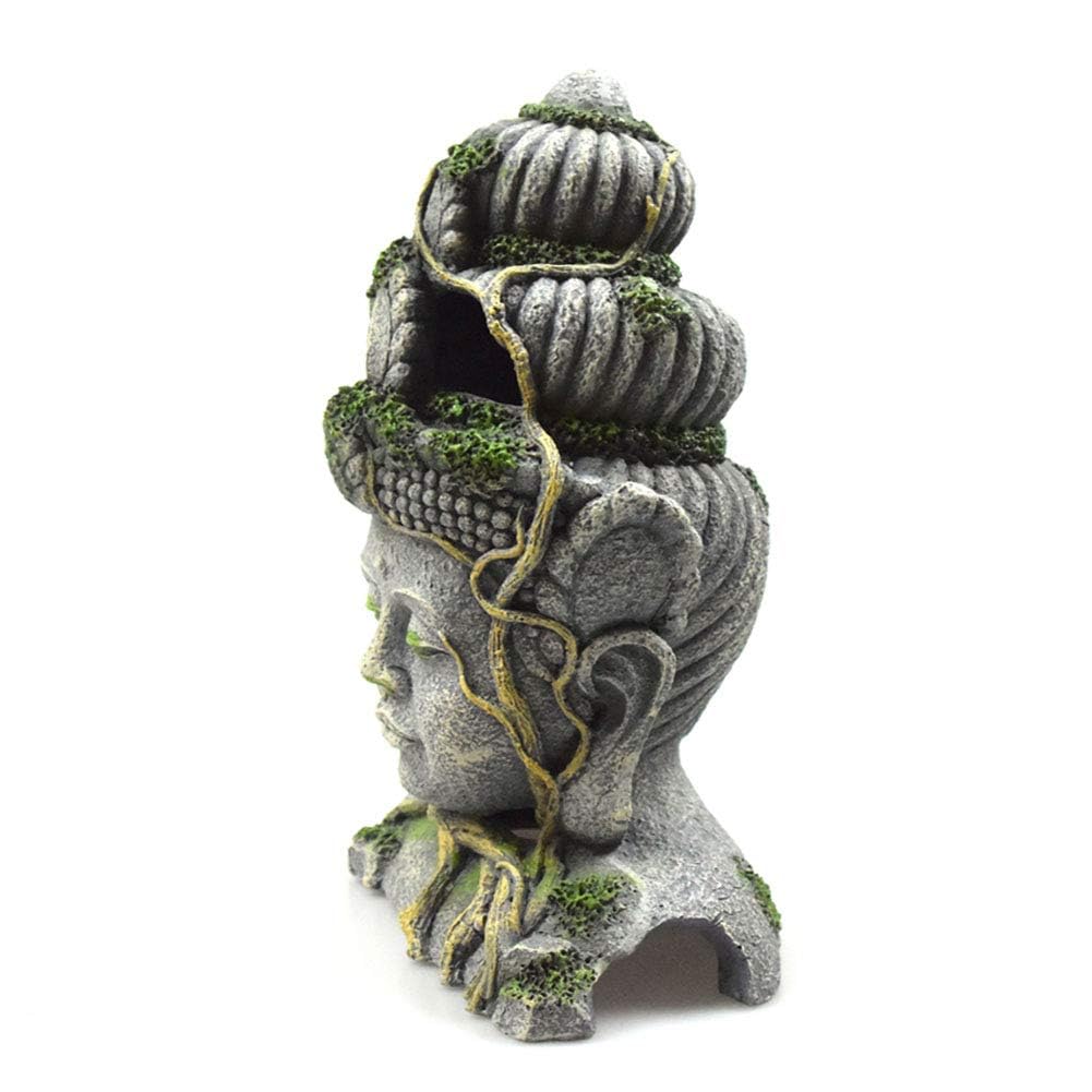 Hamiledyi Buddha Head Statue Aquarium Decorations Resin Fish Hideout Betta Cave For Large Fish Tank Ornaments Betta Sleep Rest Hide Play Breed