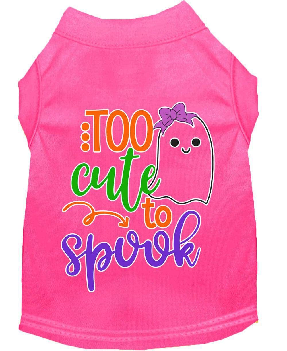 Halloween Pet Dog & Cat Shirt Screen Printed, &quot;Too Cute To Spook - Girly Ghost&quot; Bright Pink XS (0-3 lbs.)