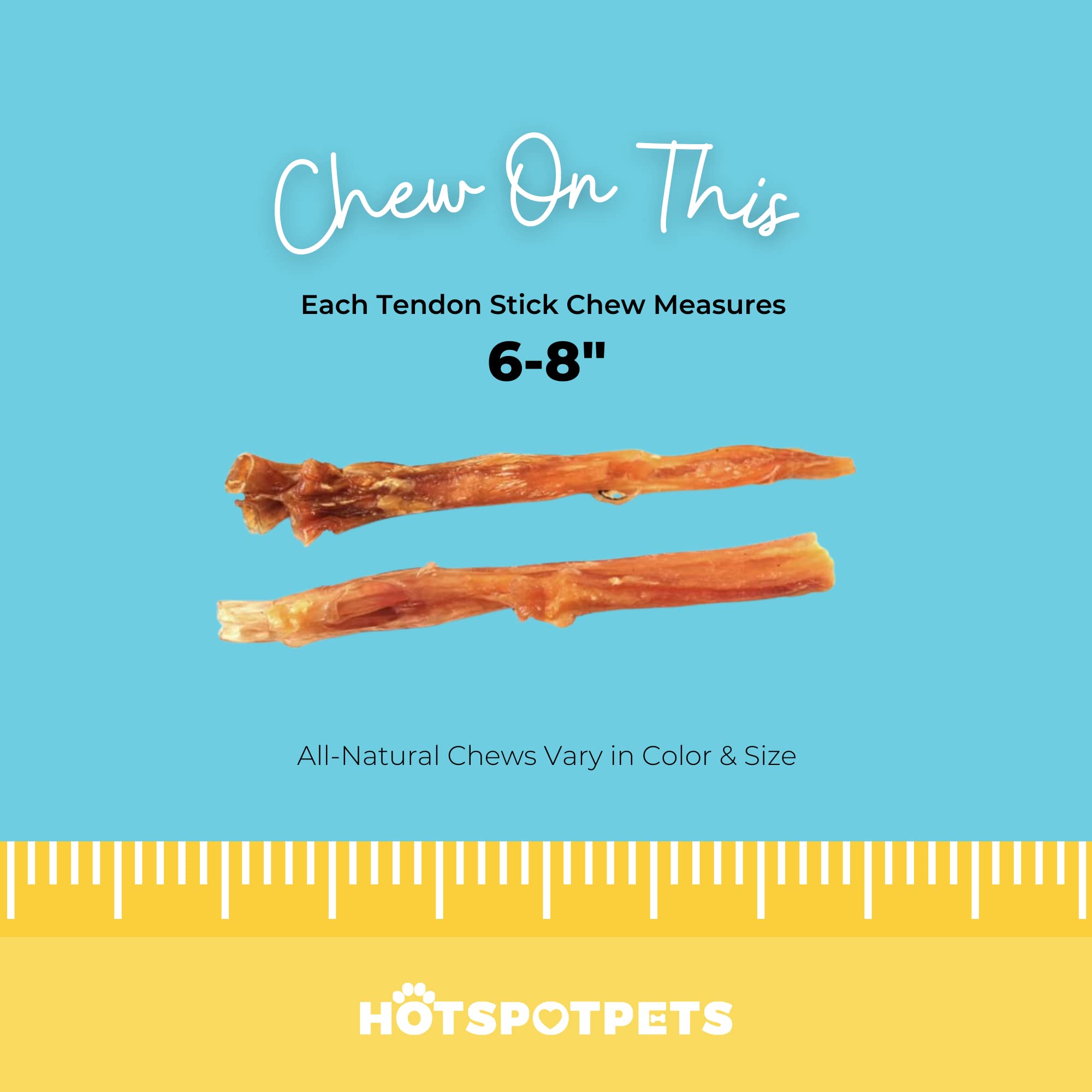 hotspot pets Beef Tendon Chews for Dogs (10 Pack) - 8 Inch All Natural, Free-Range, Grass-Fed Premium USDA Gambrol Beef Tendon S