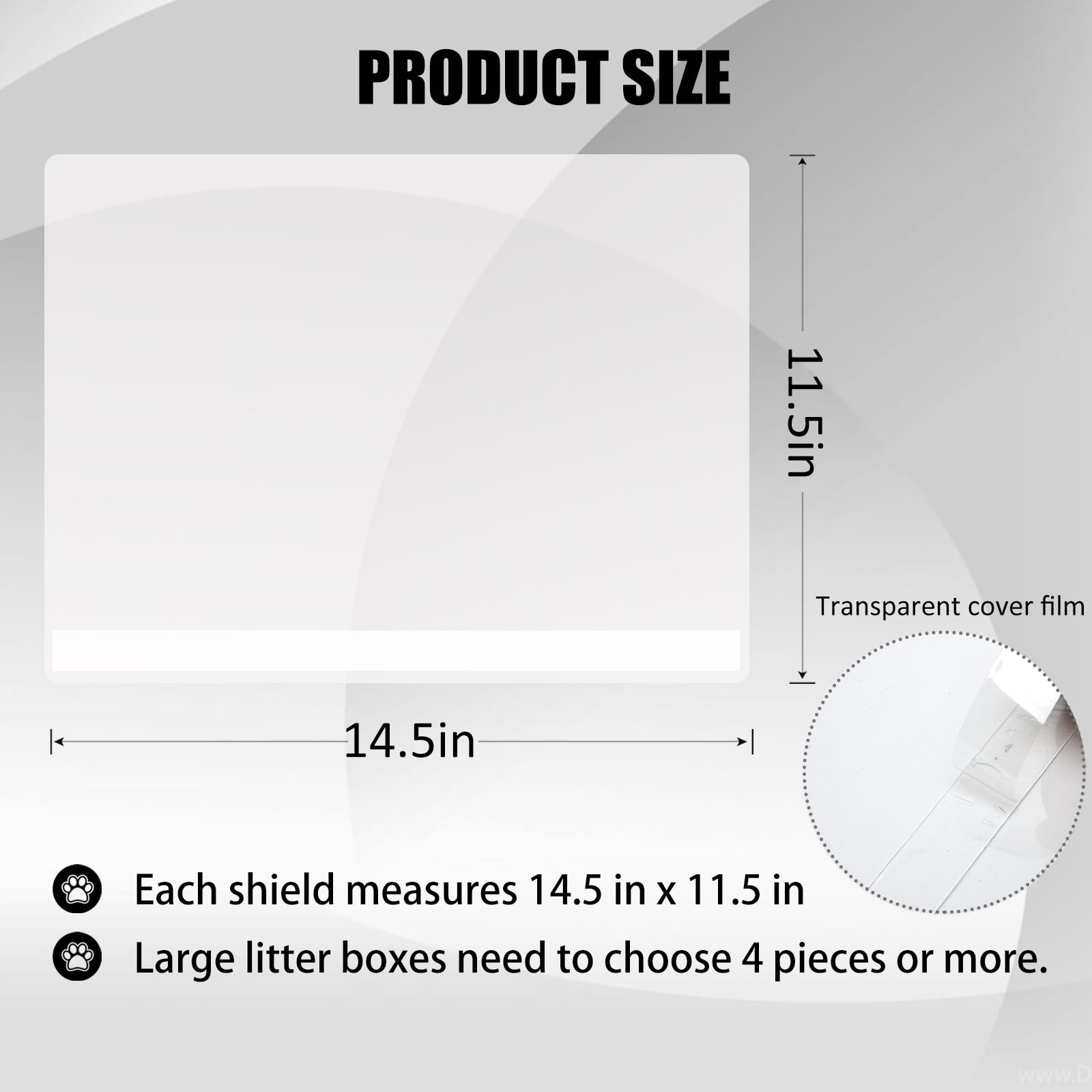 3Pcs Cat Litter Box Pee Shields,Transparent Easy Clean Litter Box Splash Guard For Open Top Litter Pan 15?1.5In- Litter Box Not Included