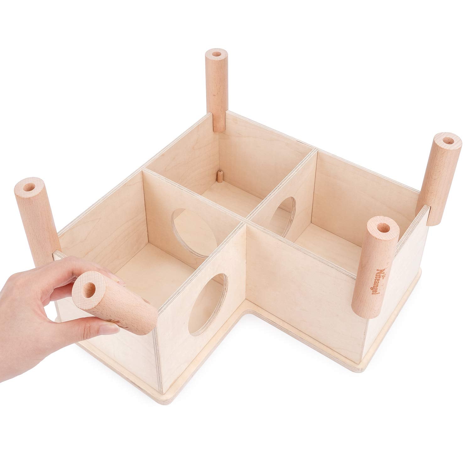 Niteangel Set Of Beech Stilts For Elevating & Safely Setting Multi-Chamber Series Maze House (Set Of 5 Stilts (4.33'' H))