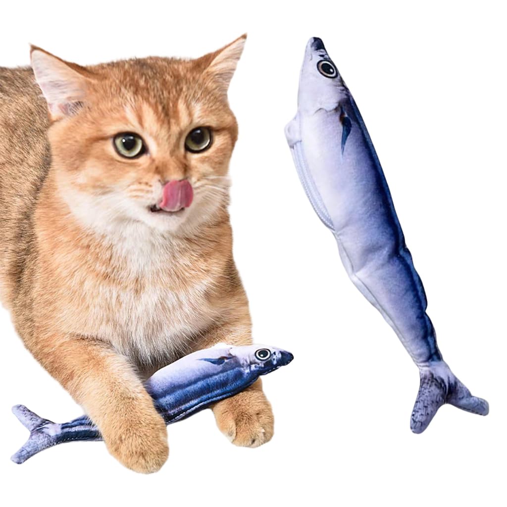 Qpets Moving Fish Cat Tool 7In Interactive Pacific Saury Plush With Tail Flick Motion Usb Rechargeable Cat Kick Playing For Indo