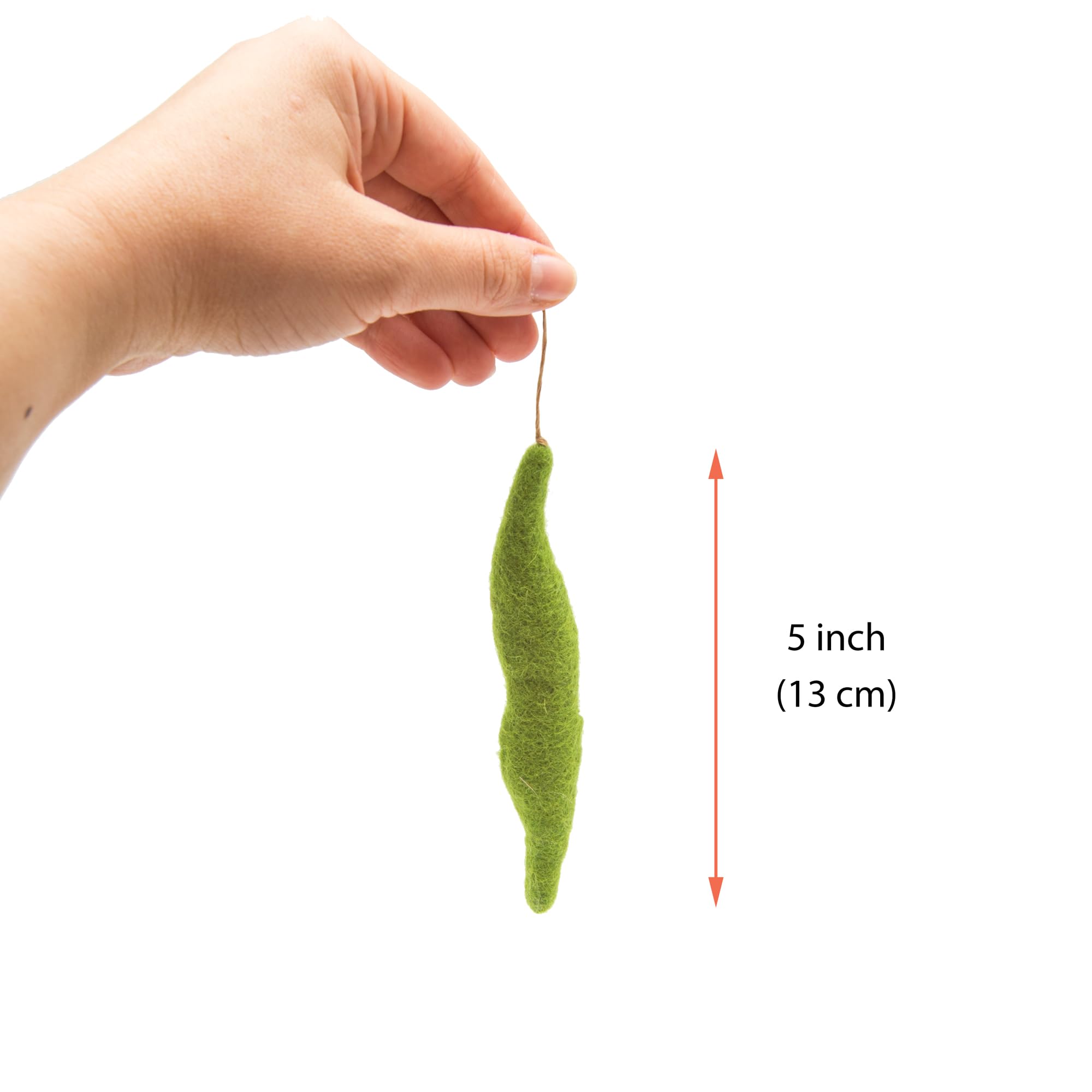 Glaciart One Green Beans Cat Toy - 5 Pcs | Soft Fuzzy Enrichment 100% Natural Wool - Interactive Catnip Play Cat Toy Set - Safe