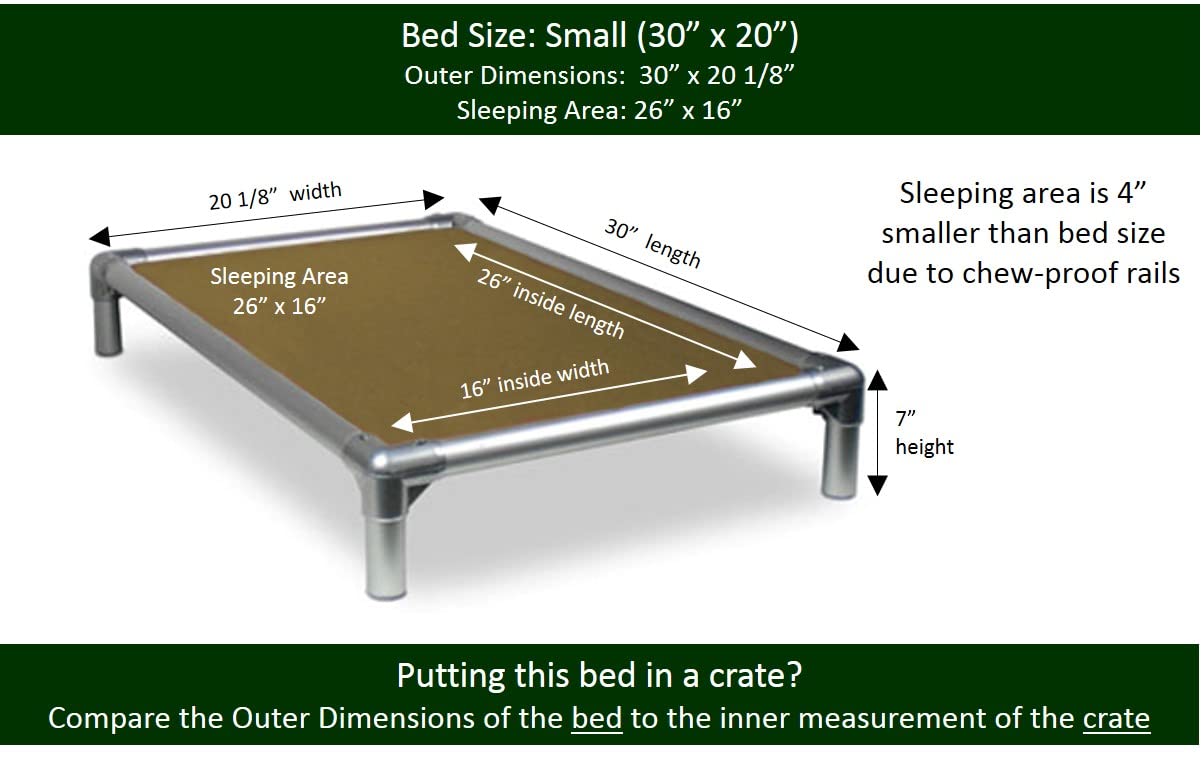 Kuranda Chewproof Bed - Silver Aluminum - 30'' x 20'' - Cordura Nylon - Gold