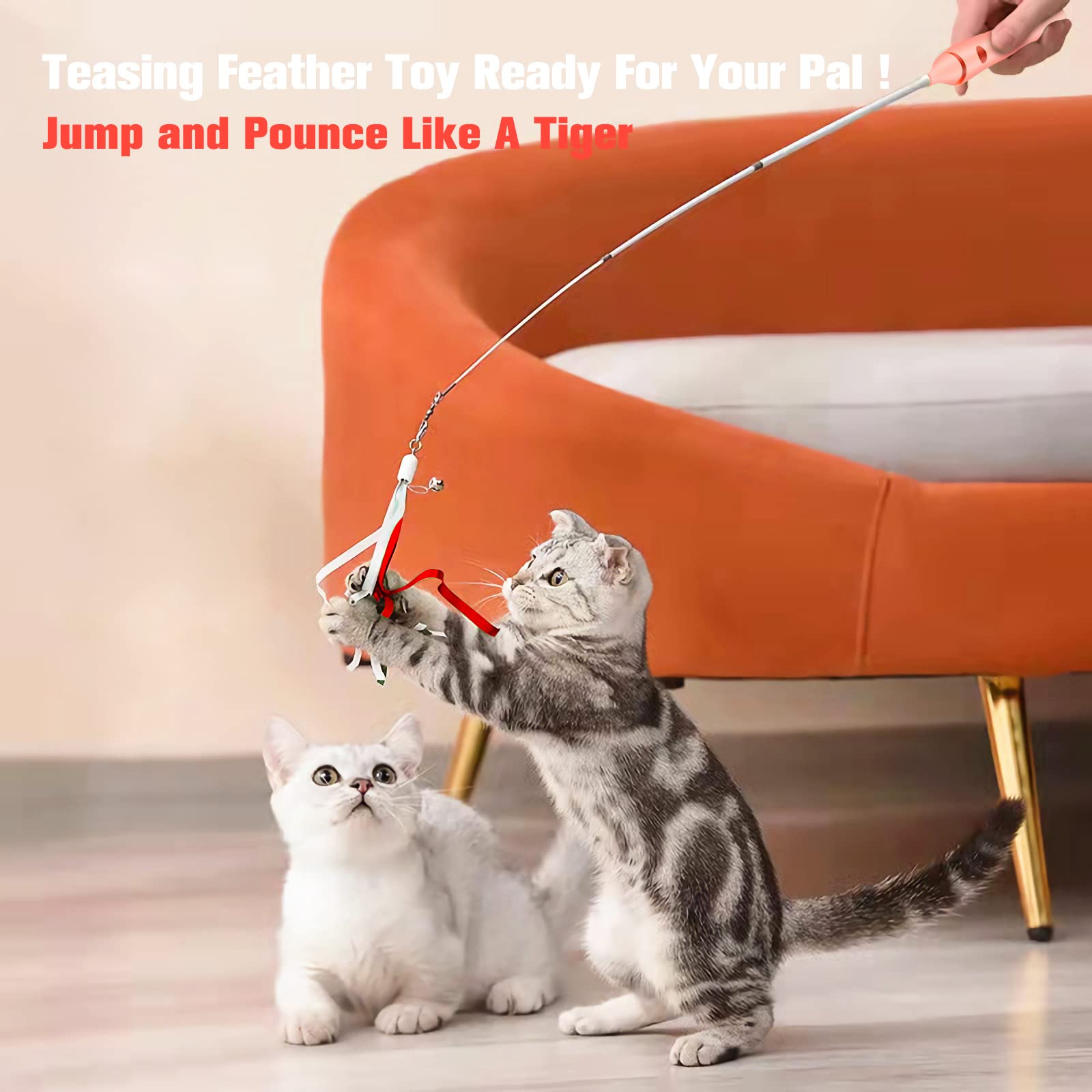 Bebobly 3-In-1 Retractable Cat Wand Toy For Indoor Cats