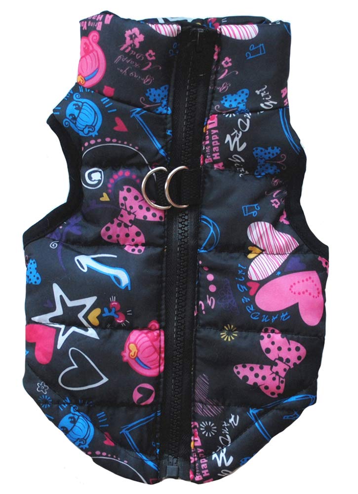 Marupet Winter Dog Vest - Waterproof & Windproof, Warm For Cold Weather, Small & Medium Dogs (Xs), Hearts Pattern