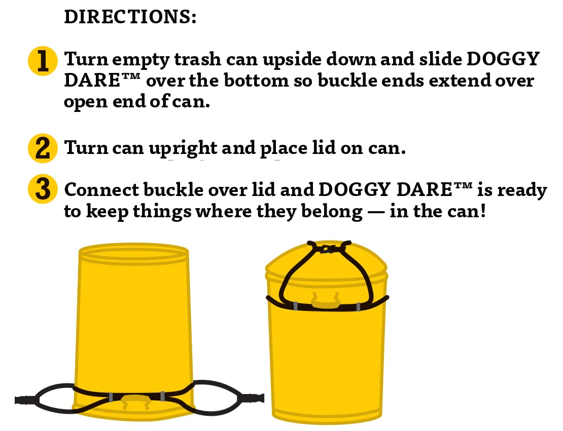 Doggy Dare Trash Can Lock - Large - Fits 45 Gallon Trash Cans - Perfect For Dogs, Raccoons, Opossums - Bungee Cord Design Makes Install Simple (Trash Can Not Included)