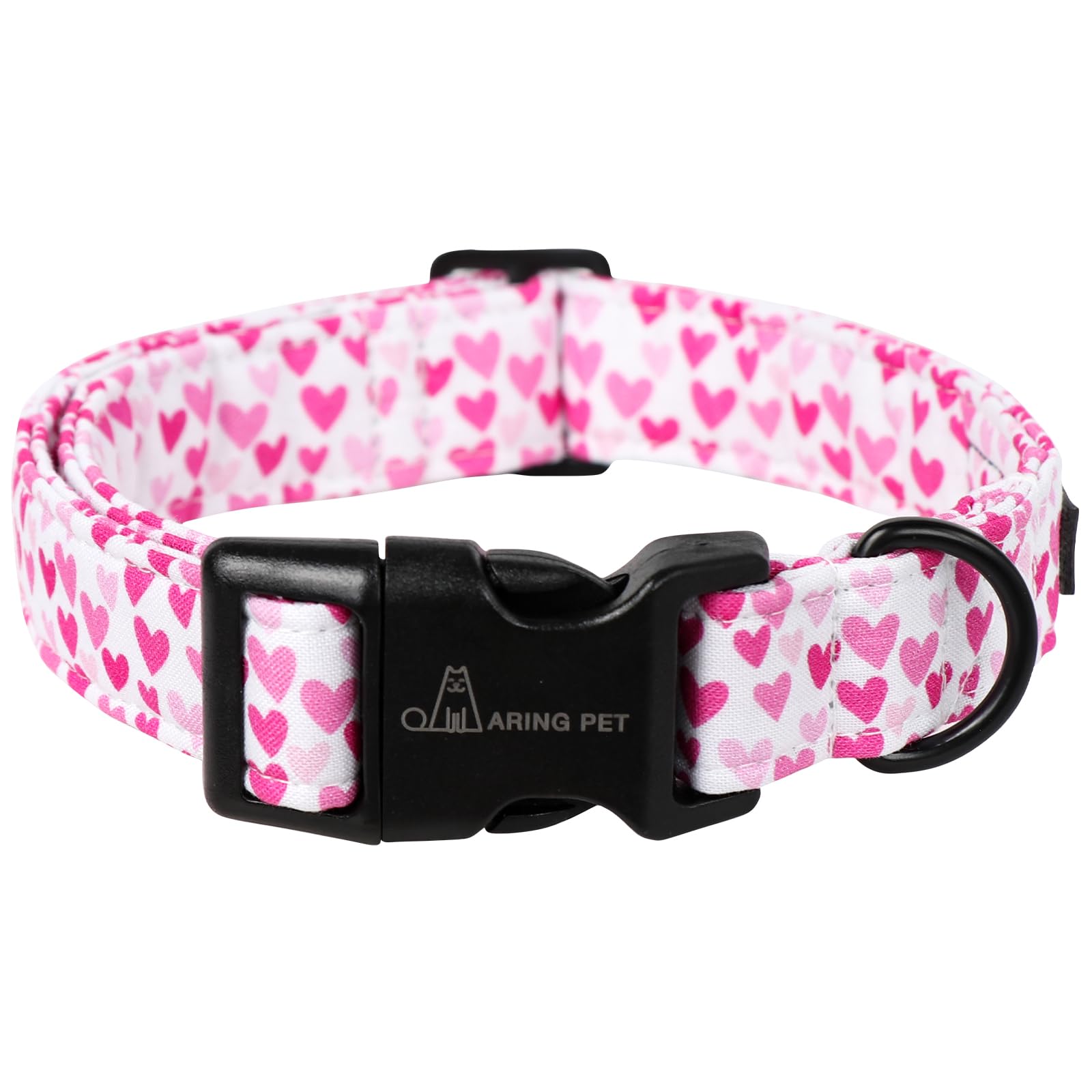 Aring Pet Valentine'S Dog Collar-Cute Cotton Heart Dog Collars, Adjustable Valentine Heart Pet Collars Girl Puppy Collar With Qu