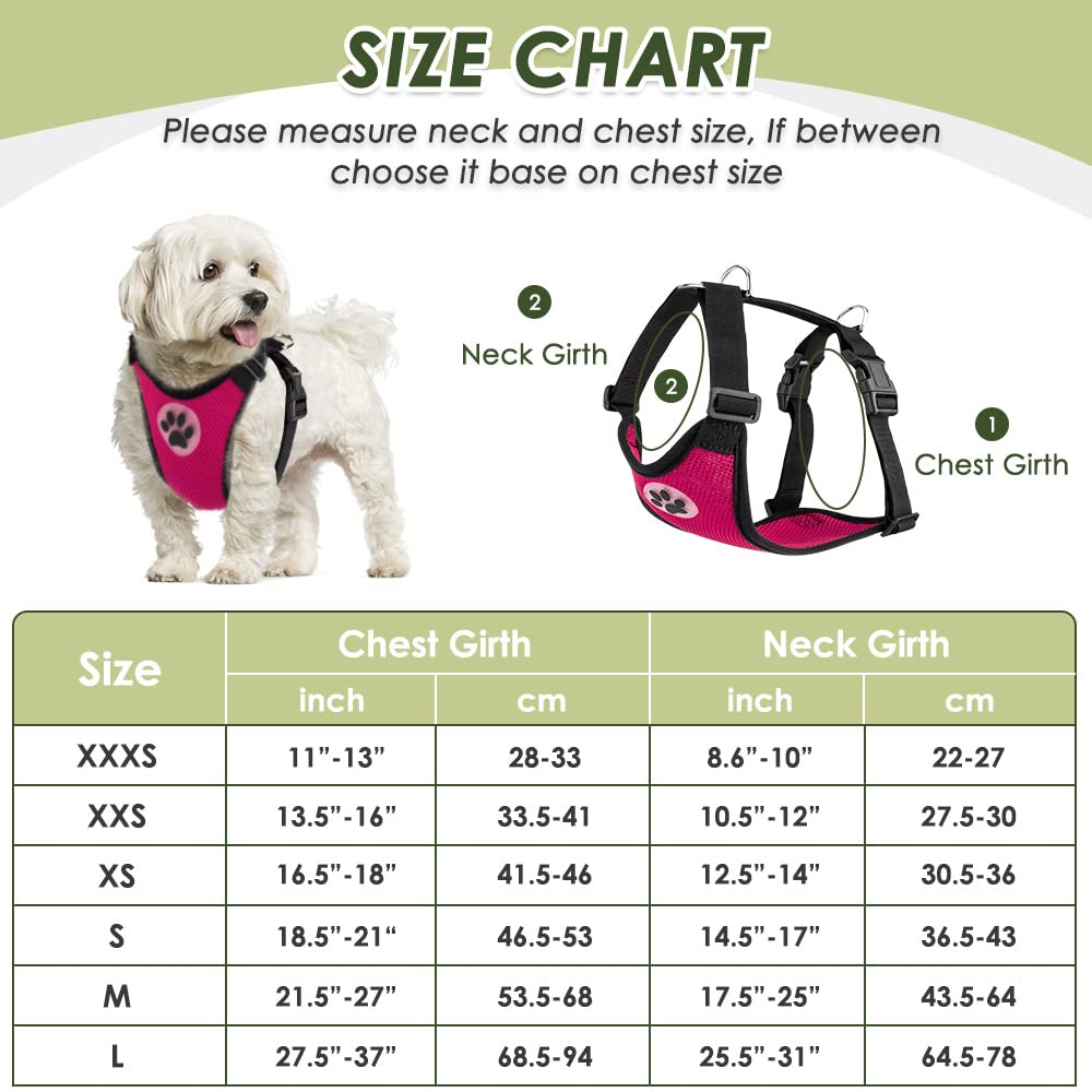 Slowton Dog Seat Belt Harness For Car, Dog Seatbelt Adjustable Bungee With Safety Belt Clip Carabiner & Dog Vest Harness Padded Mesh Breathable For Small Medium Large Dogs Puppies Cats (Rose,S)