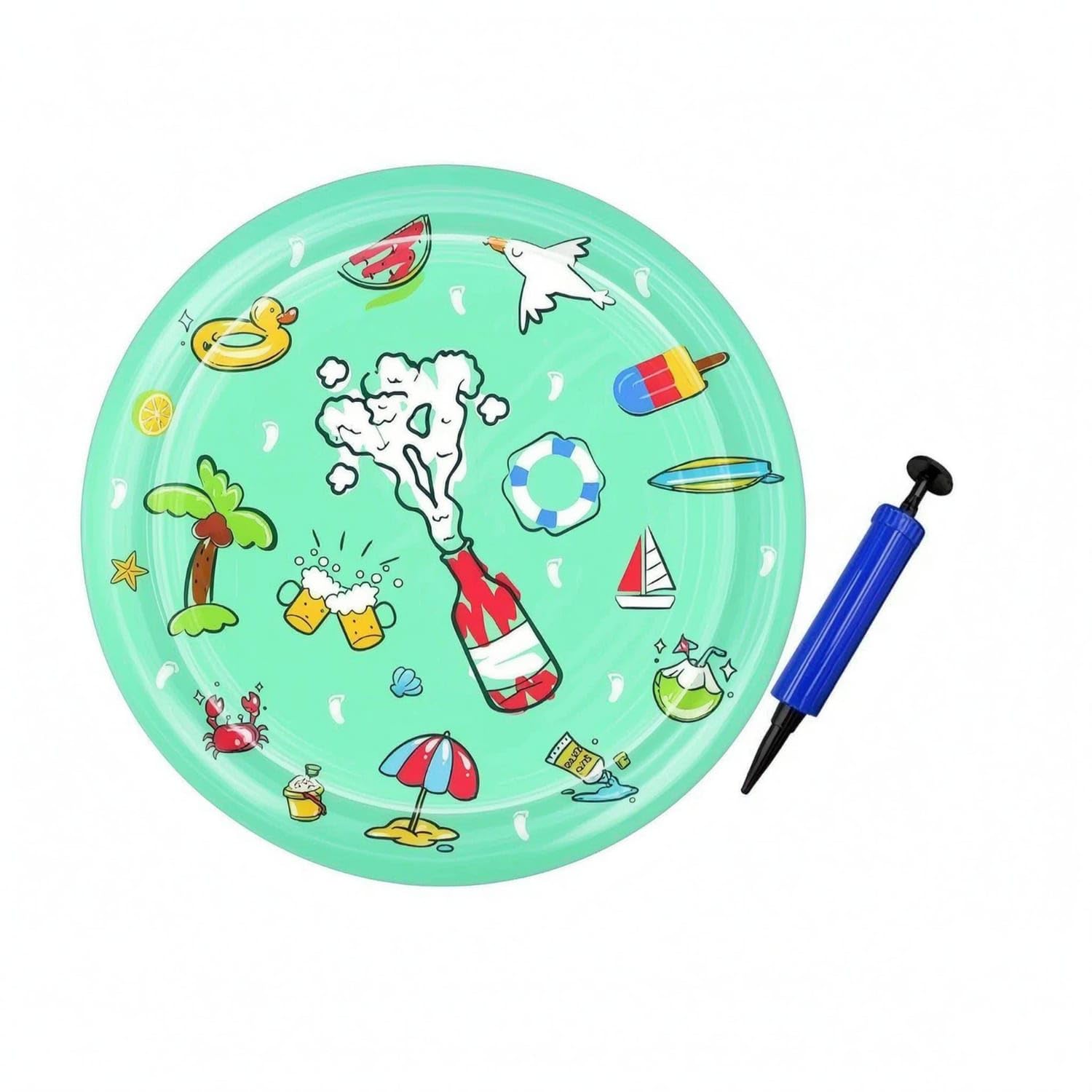 Thickened Inflatable Pet Cooling Mat Raised Rim WaterFilled Cooling Mat for Summer Use, 65CM Summer Carnival