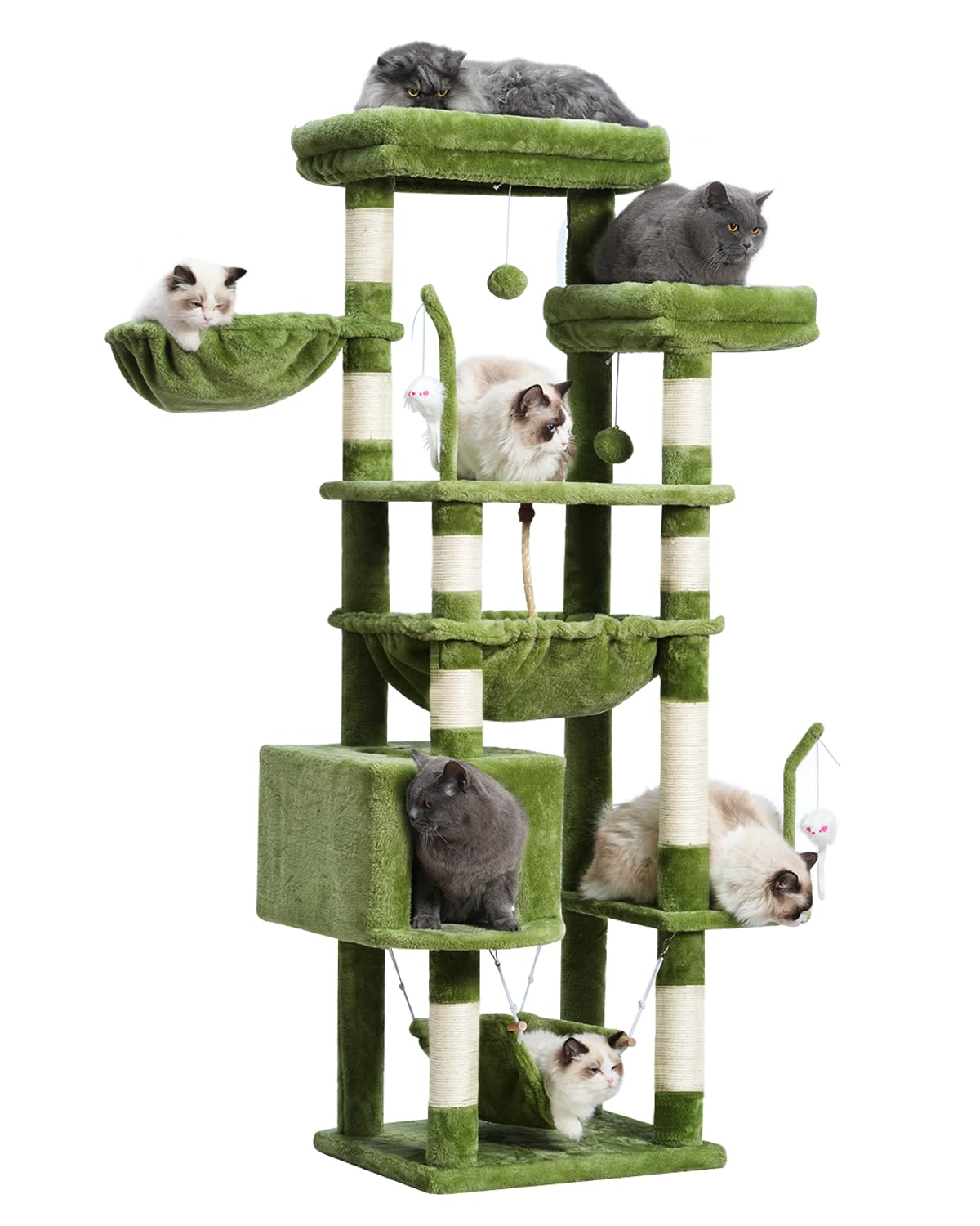 Gitelsnour Cat Tree, Cat Tower for Large Cats with 2 Big Platforms, 2 Baskets, condo and Toys, 63  Cat Scratching Posts for Indo