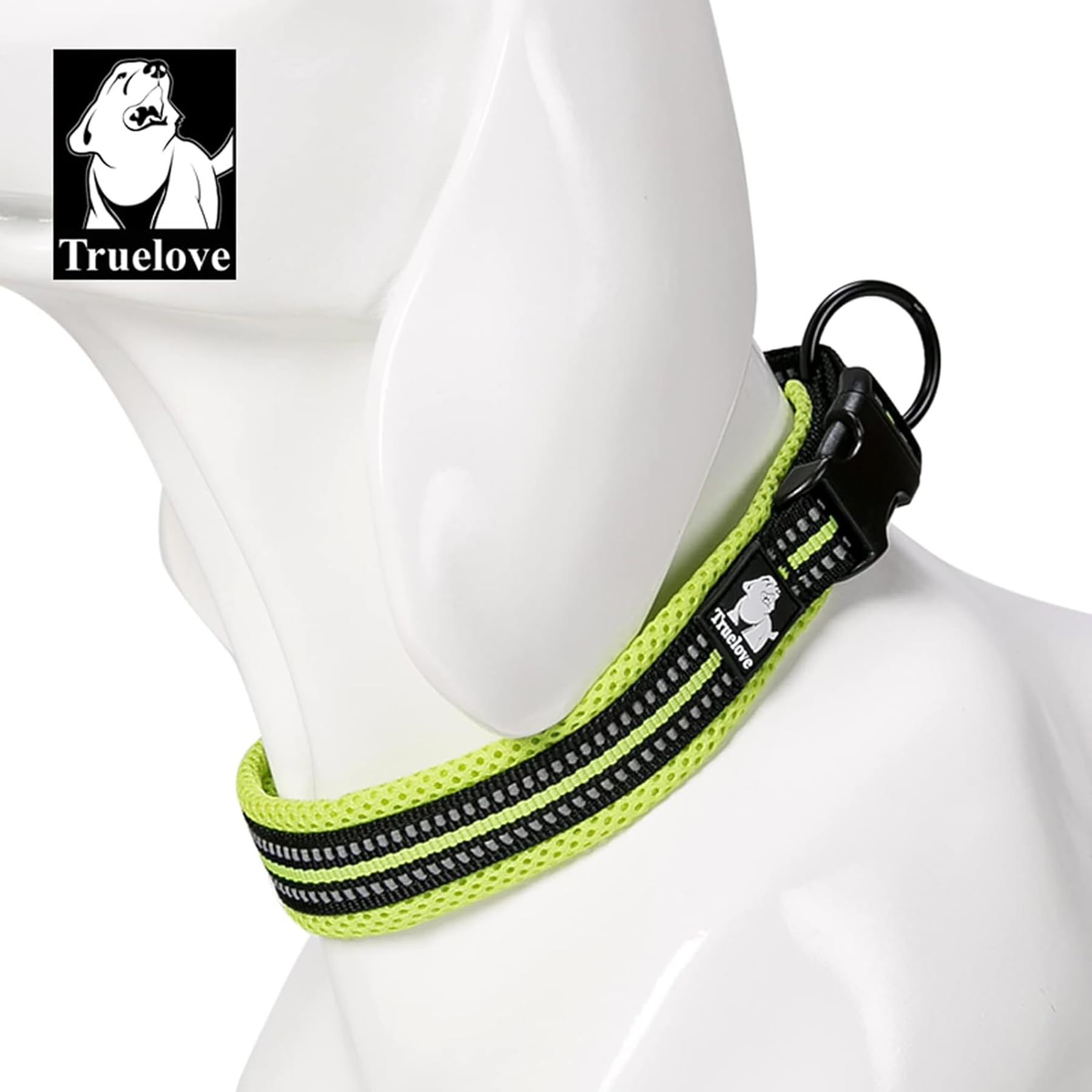 Truelove Dog Collar Reflective Premium Duraflex Buckle,High Grade Nylon Webbing No Choke Basic Collars Tlc5011(Neon Yellow,M)