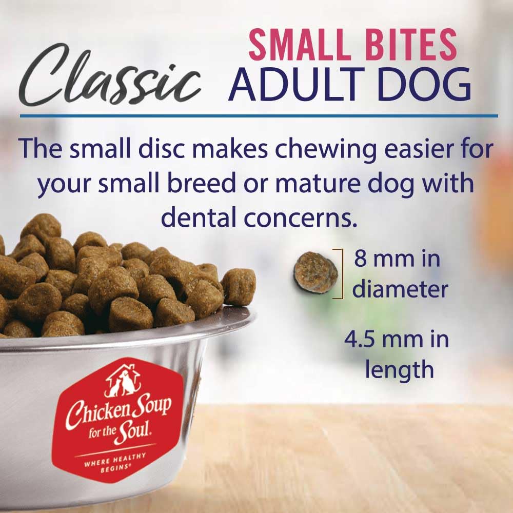 Chicken Soup for the Soul All Natural Premium Small Bites Adult Dry Dog Food, Real Meat First Ingredient, No By-Products, Suppor