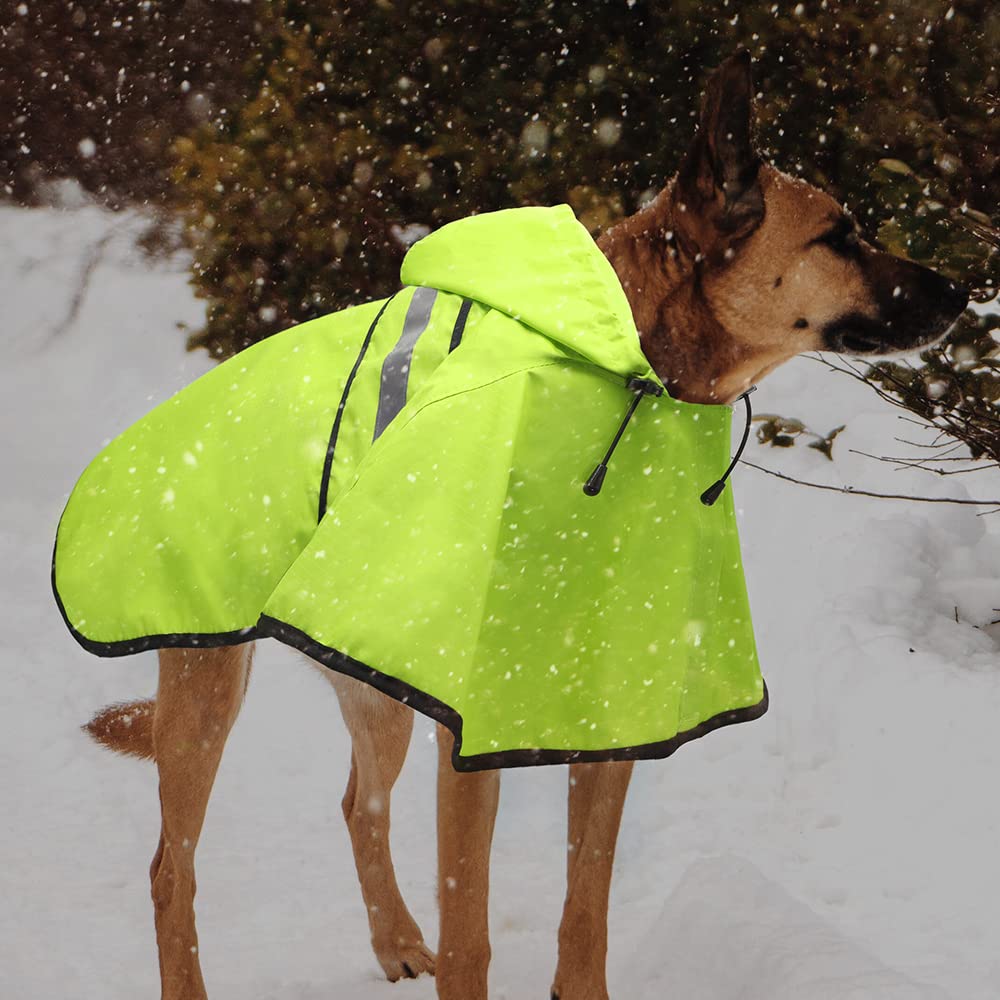 Candofly Dog Raincoat, Waterproof Dog Coat Hooded Pet Rain Jacket Lightweight Reflective Dog Poncho Slicker With Leash Hole For Dog Walking (Medium, Green)