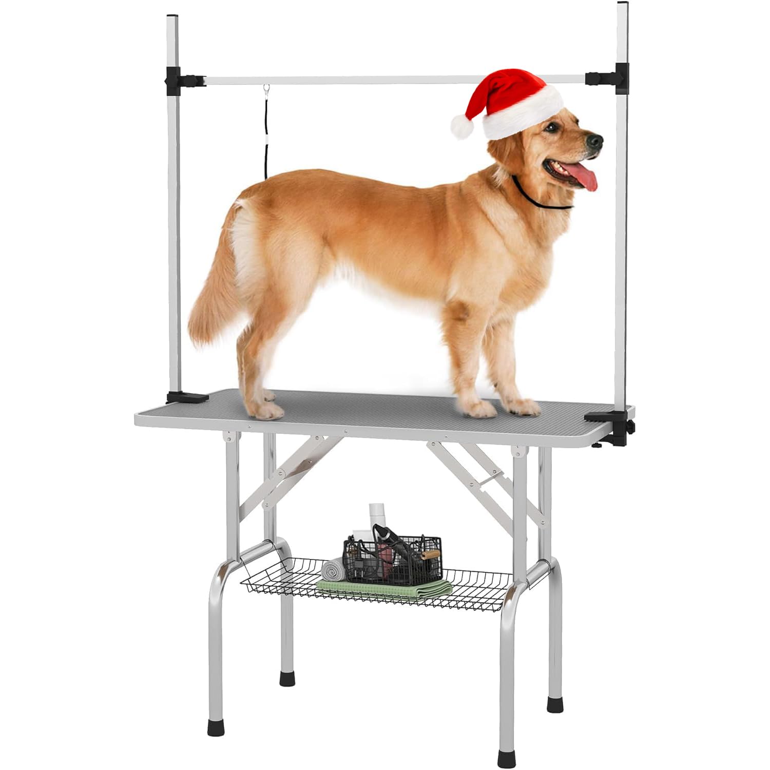 Epikoib Pet Dog Grooming Table, Foldable Stainless Steel Pet Drying Grooming Table Up To 330Lbs, Professional Bathing Desk For D