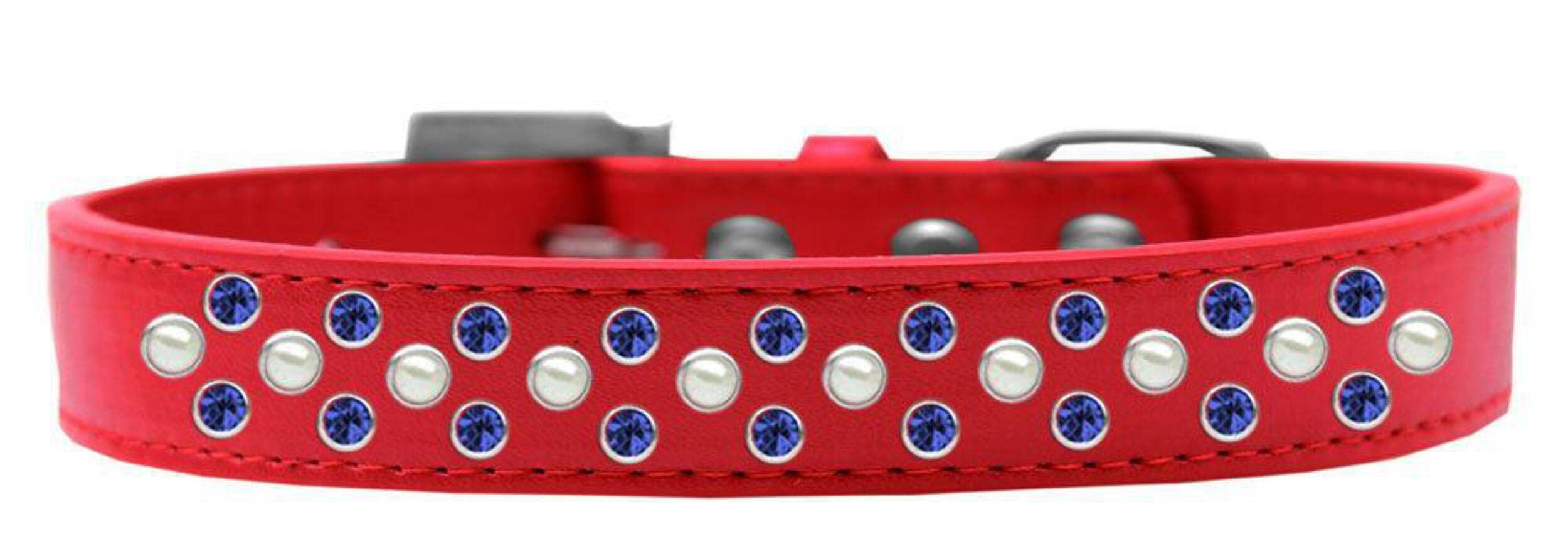 Mirage Pet Products Sprinkles Dog Collar with Pearl and Blue Crystals, Size 16, Black