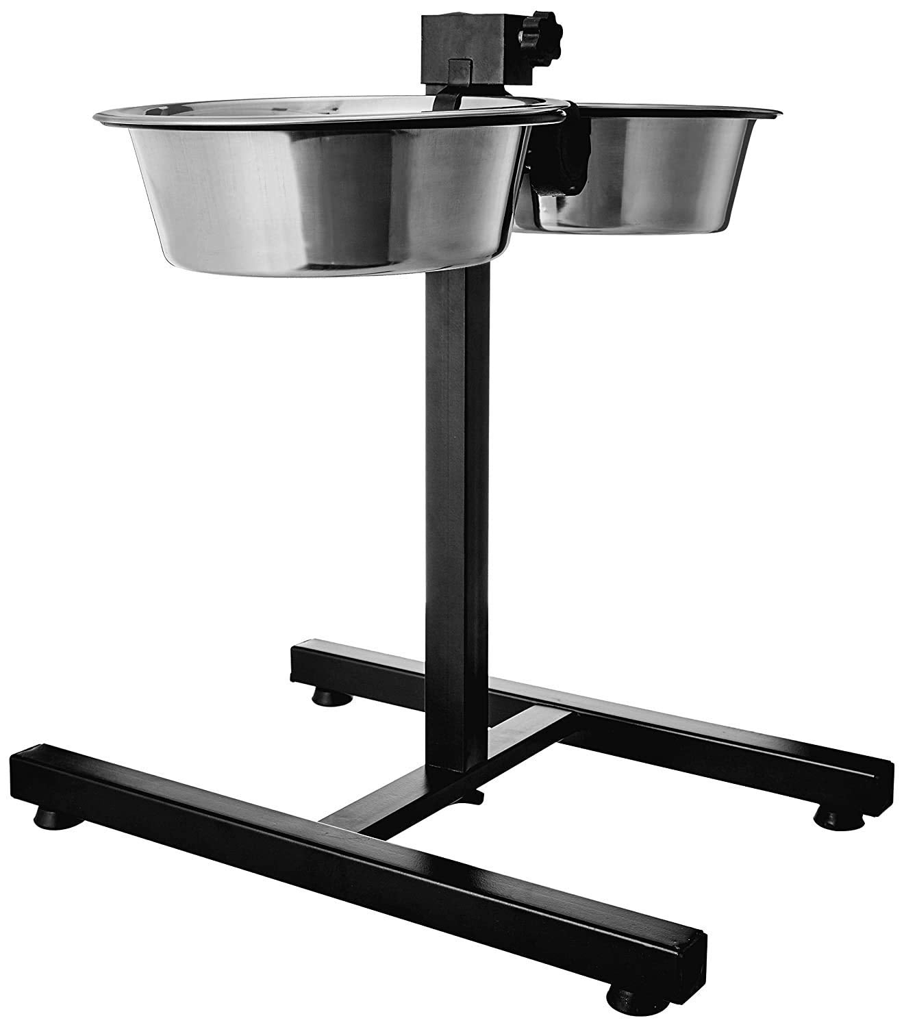 Rvpaws H Base Stainless Steel Double Diner Dog Food Bowls With Adjustable (2200 Ml X 2 Bowls)