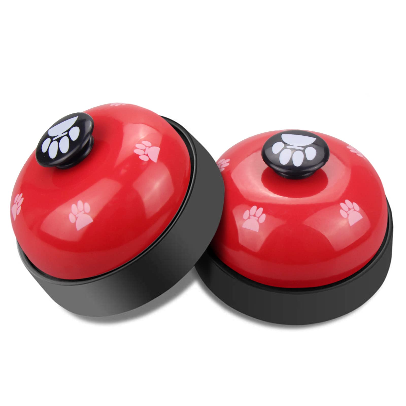 Comsmart Dog Puppy Cat Kitten Potty Training Bells, 2 Metal Dog Paw Print Bells With Non-Skid Rubber Base For Pet Interactive Ga
