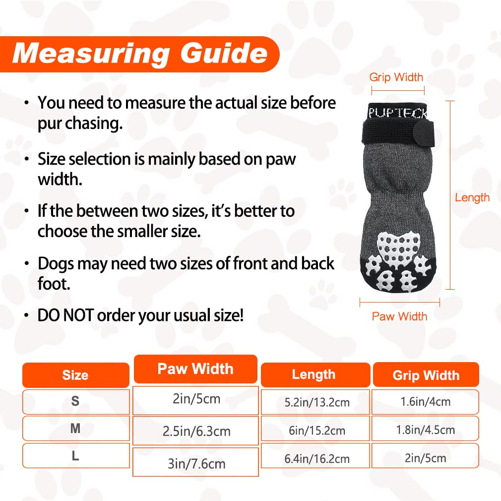 Pupteck Anti-Slip Dog Socks With Double Sides Grips For Small Medium Large Dogs Hardwood Floors Prevents Licking  Dog Shoes For Hot Pavement Traction Control Paw Protector For Senior Dogs  Grey L -Like New