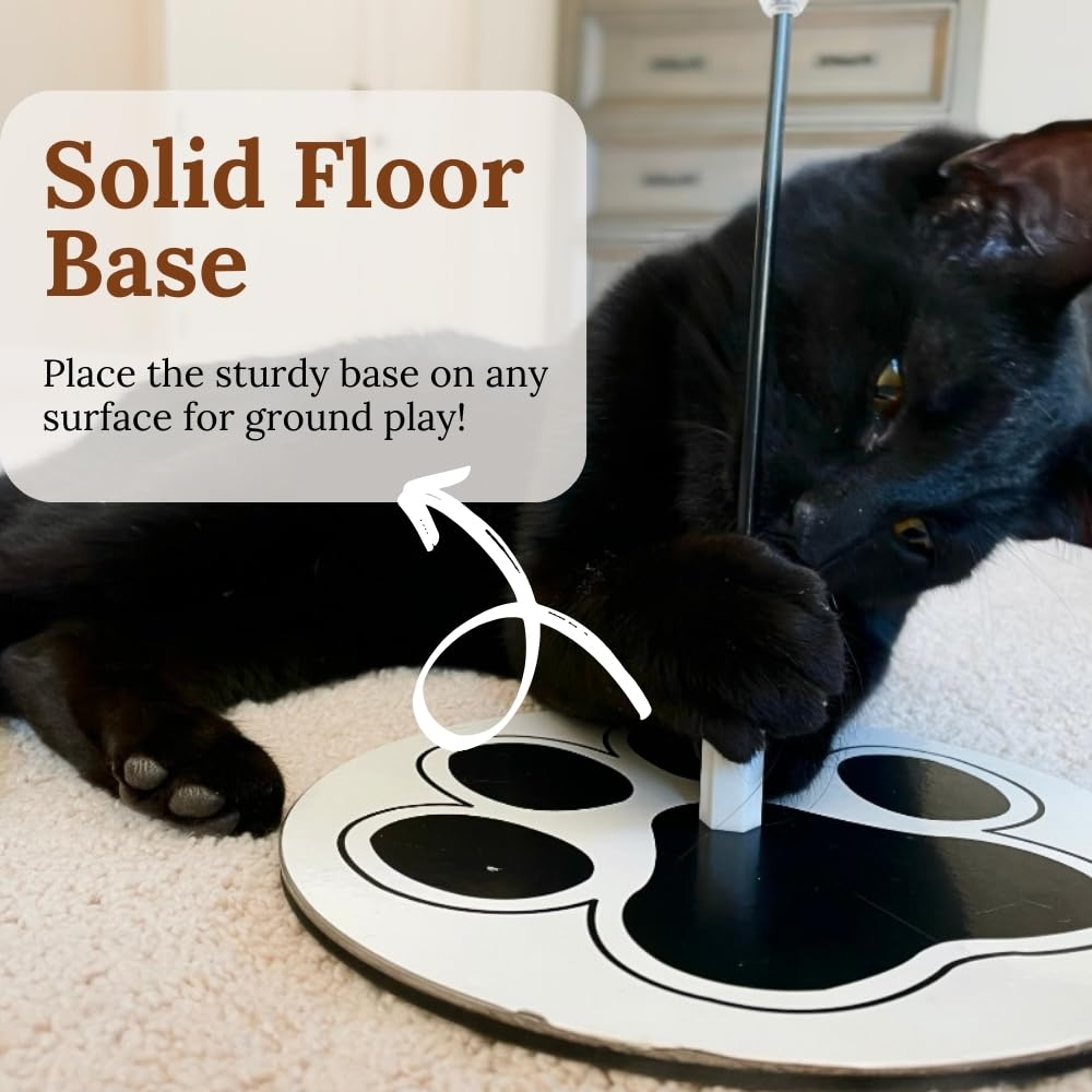 Gadgetsology Interactive Cat Toys For Indoor Cats 2 In 1 Cat Wand Toys Solid Round Base Toys For Bored Indoor Adult Cats Self Pl