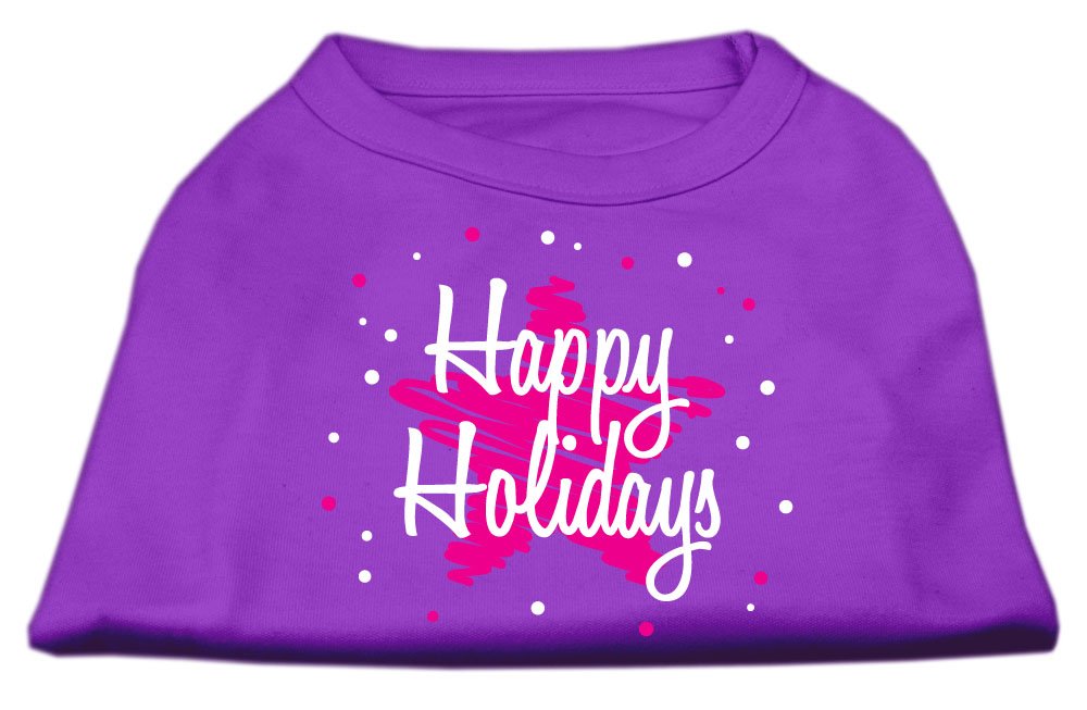 Mirage Pet Product Scribble Happy Holidays Screenprint Shirts Purple XXXL
