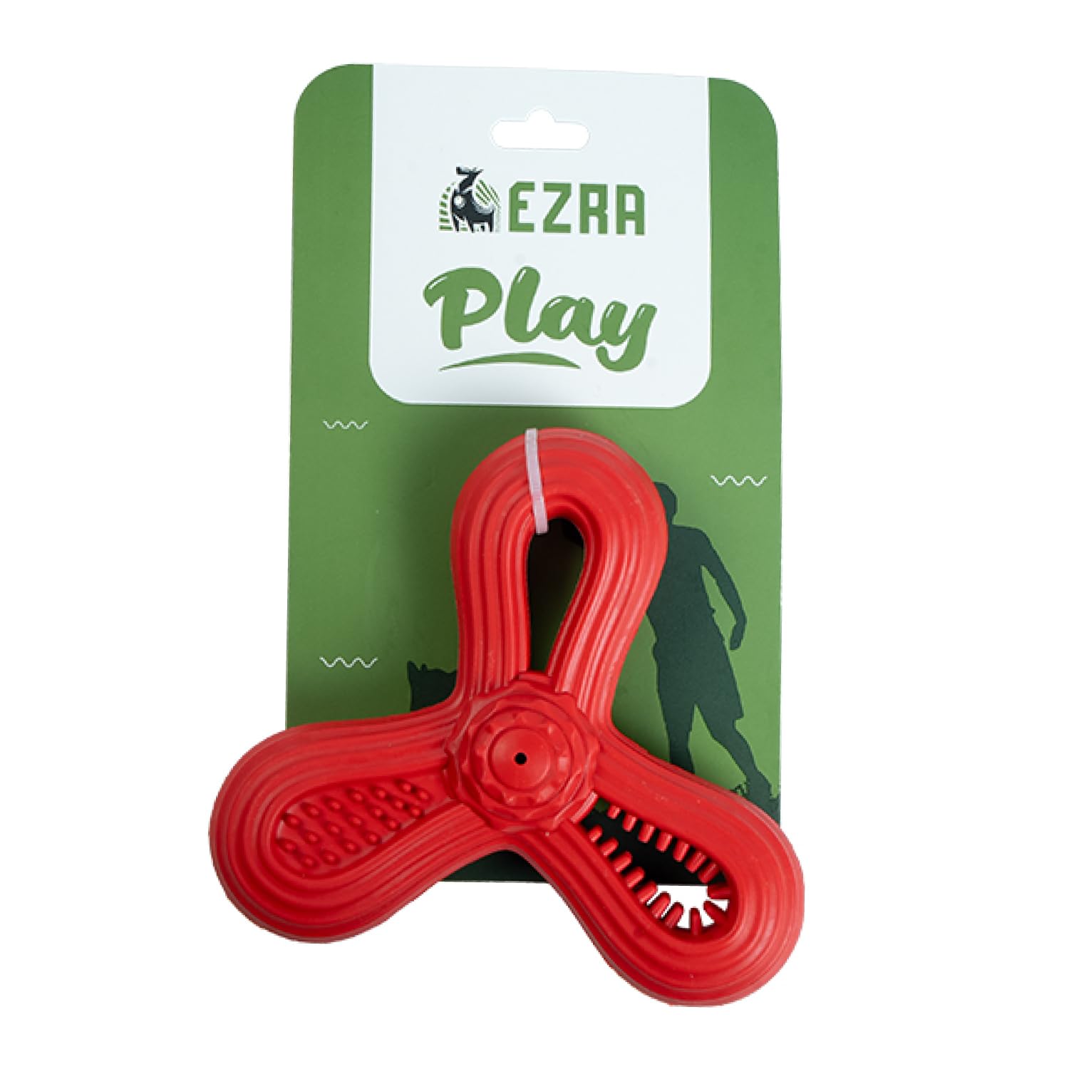 Ezra Play Triangle Dart Dog Chew Toy  Red | Durable NonToxic Rubber, Textured For Dental Health | Interactive Fetch & Chew Toy