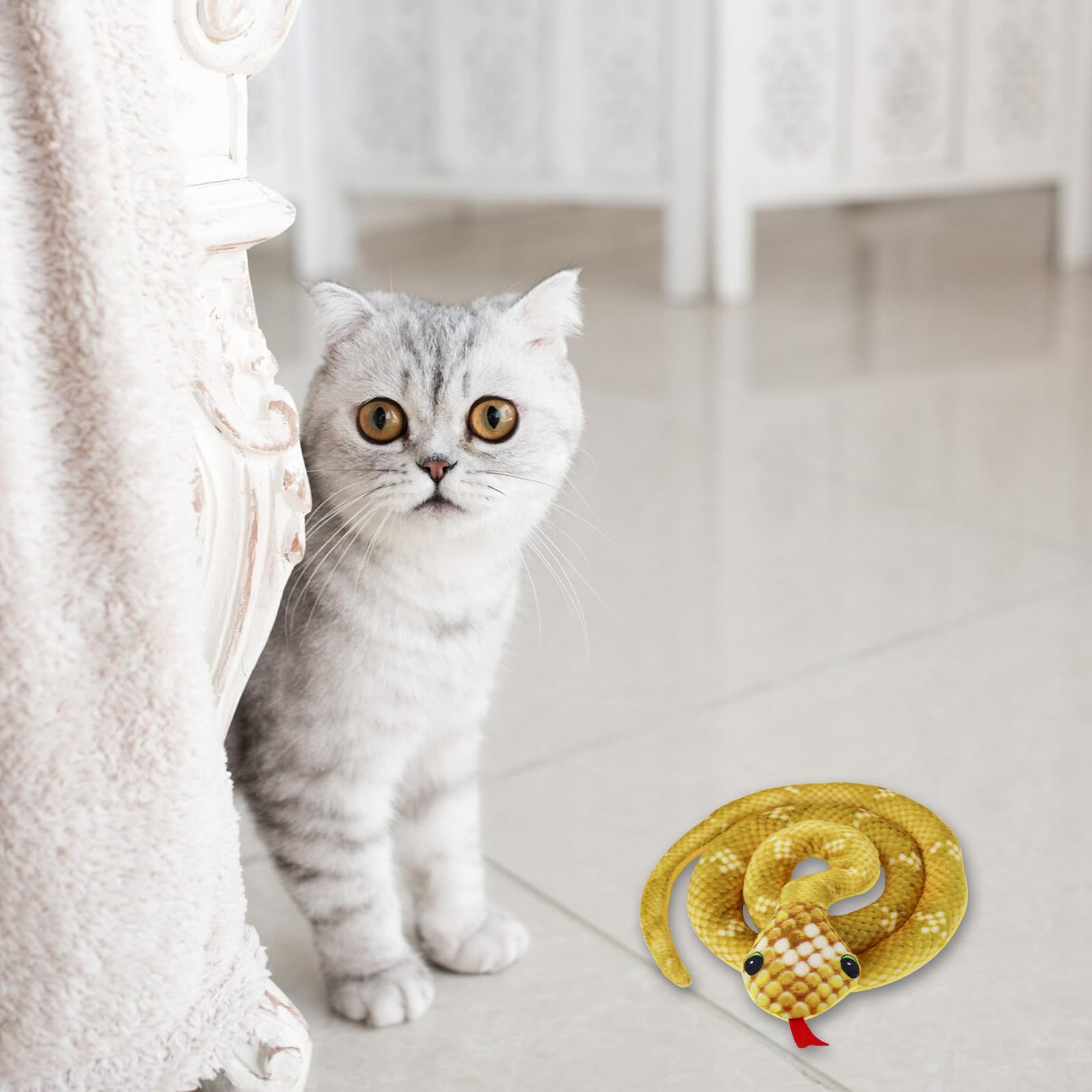 Andiker Cat Catnip Toys For Cats, 31 Inches Long Snake Cat Toys With Crinkle Sound For Indoor Cats Interactive Toy, Soft Plush T