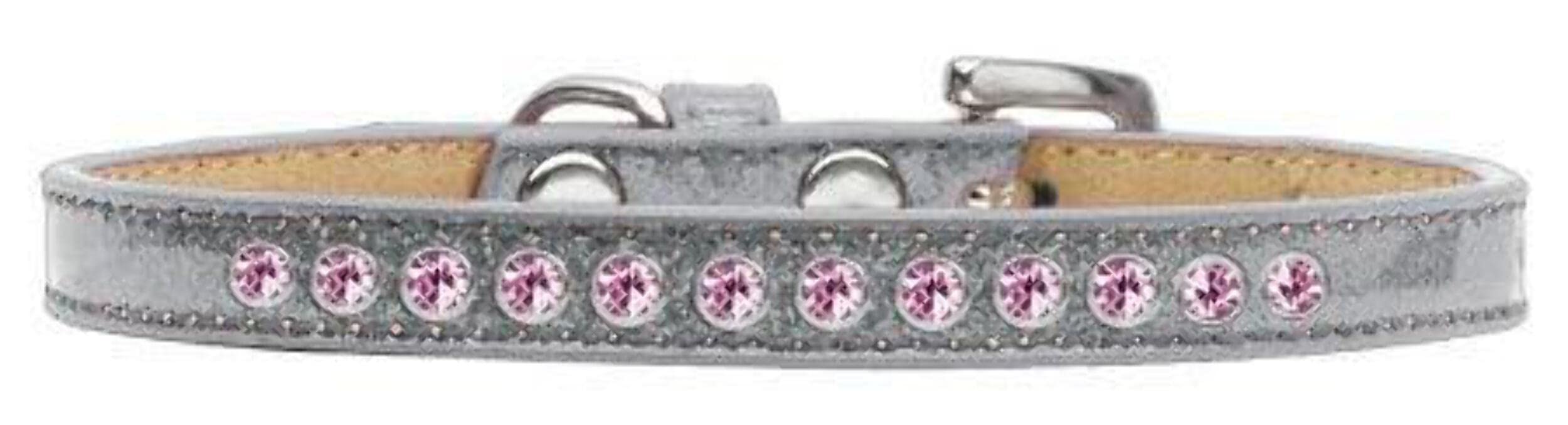 Dog, Puppy and Pet Ice Cream Collar, &quot;Pearl & Light Pink Crystal Rimsets&quot; Silver 14