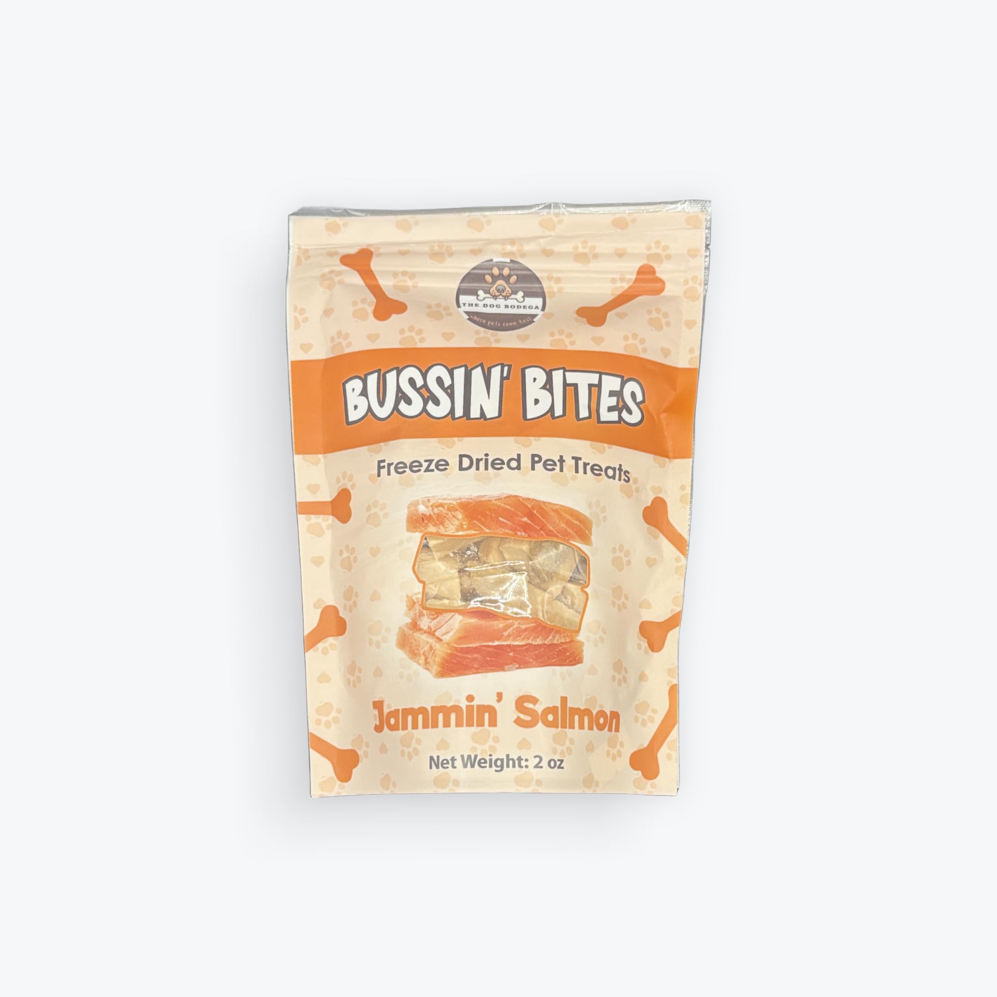 The Dog Bodega Bussin Bites Premium Freeze Dried Fish Dog Treats Cat Treats, 100% Pure Salmon, Jammin Salmon, 1.5 oz