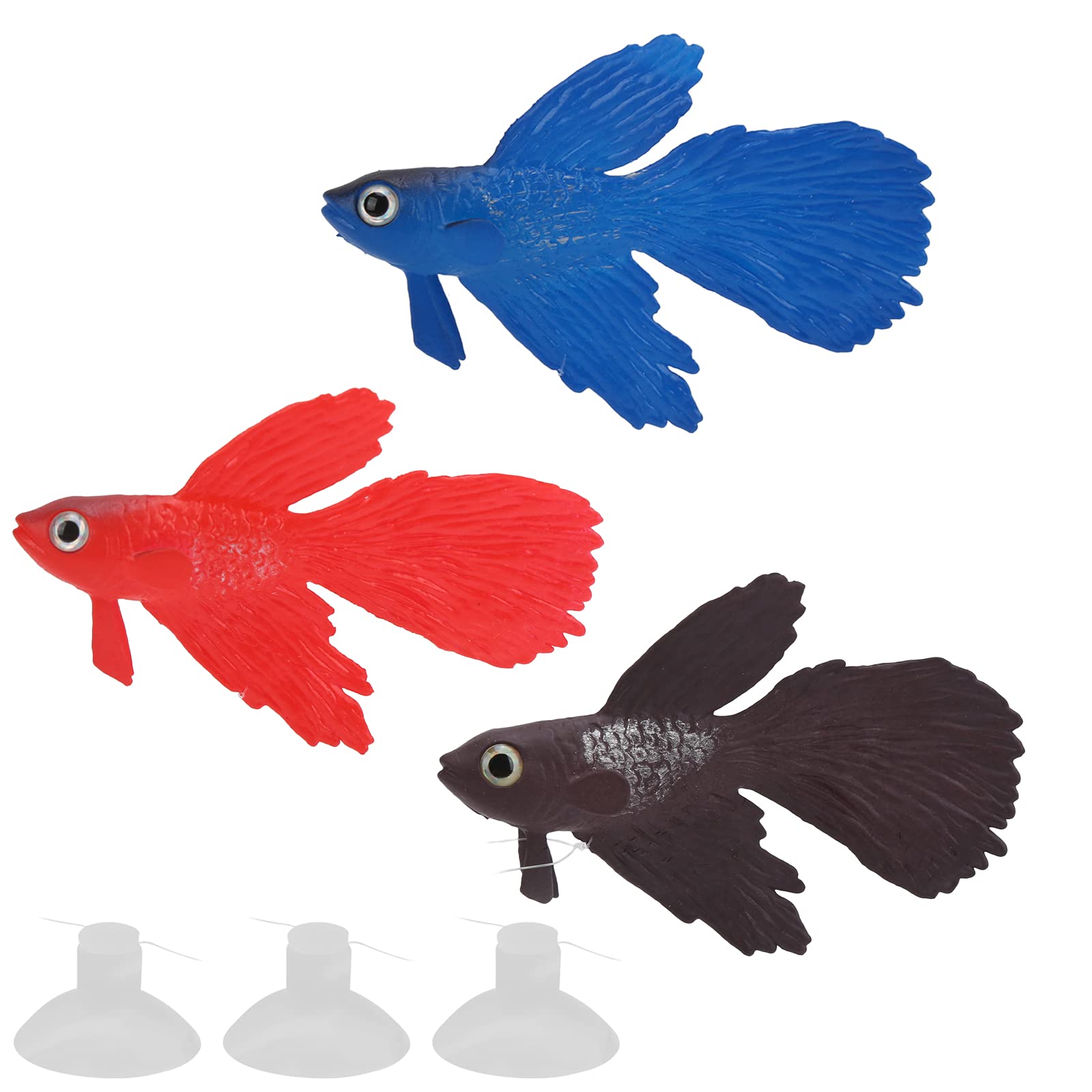 Tnfeeon 3Pieces Lifelike Aquarium Fish Ornament,Environmentally Friendly Silicone Colorful Gold Fish High Simulation Artificial 