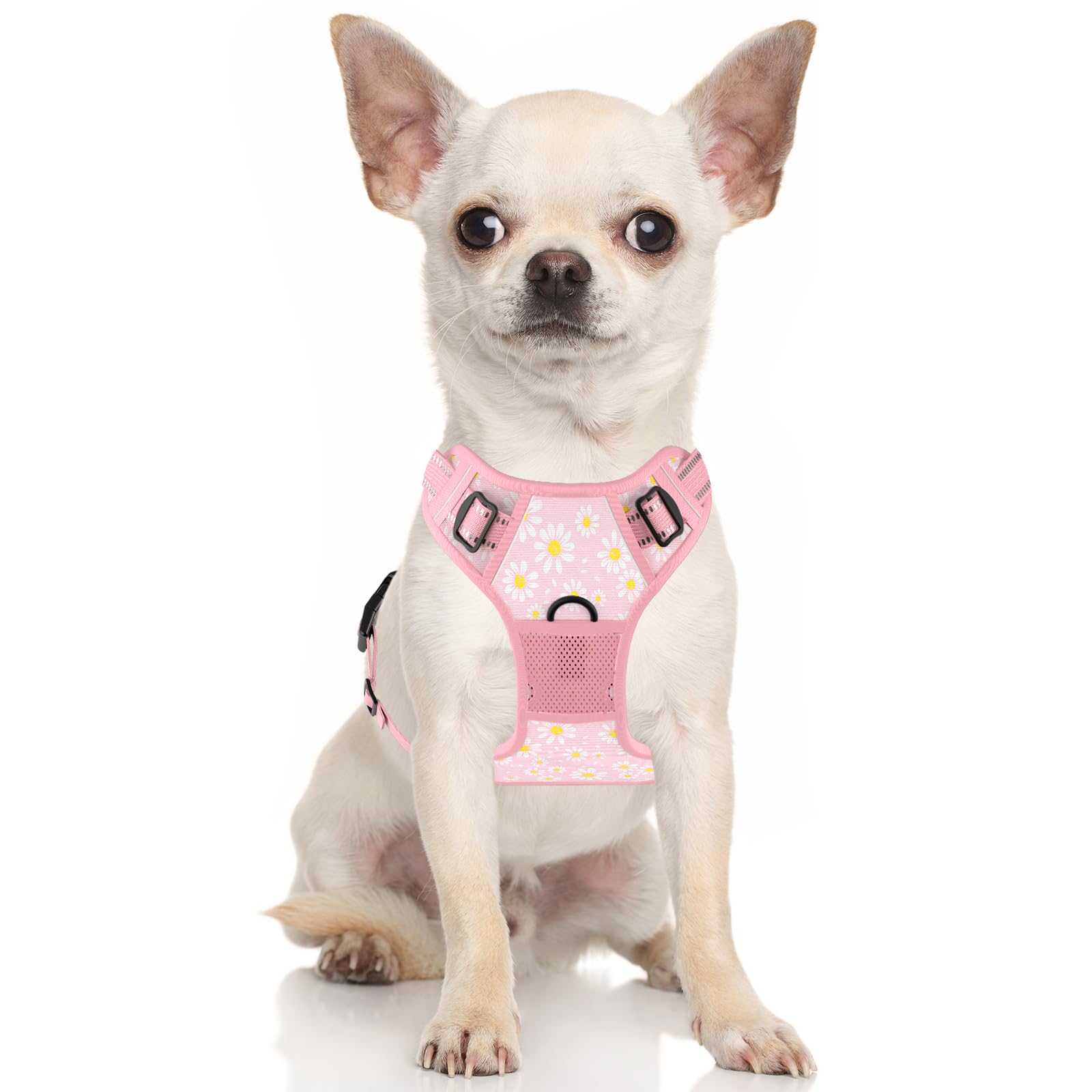 Rnivvi No Pull Dog Harness, Cute Flower Reflective X-Small Sized Puppy Harness, Adjustable Soft Padded Vest for Small Dogs, Cats