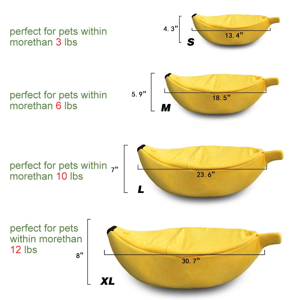 · Petgrow · Cute Banana Cat Bed House Extra Large Size, Christmas Soft Cat Cuddle Bed, Lovely Pet Supplies For Cats Kittens Rabbit Small Dogs, Yellow