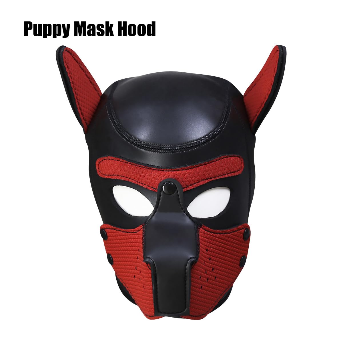 Quyuwowo Neoprene Dog Full Face Puppy Mask Removable Pup Hood Halloween Mask (Red, Mask)