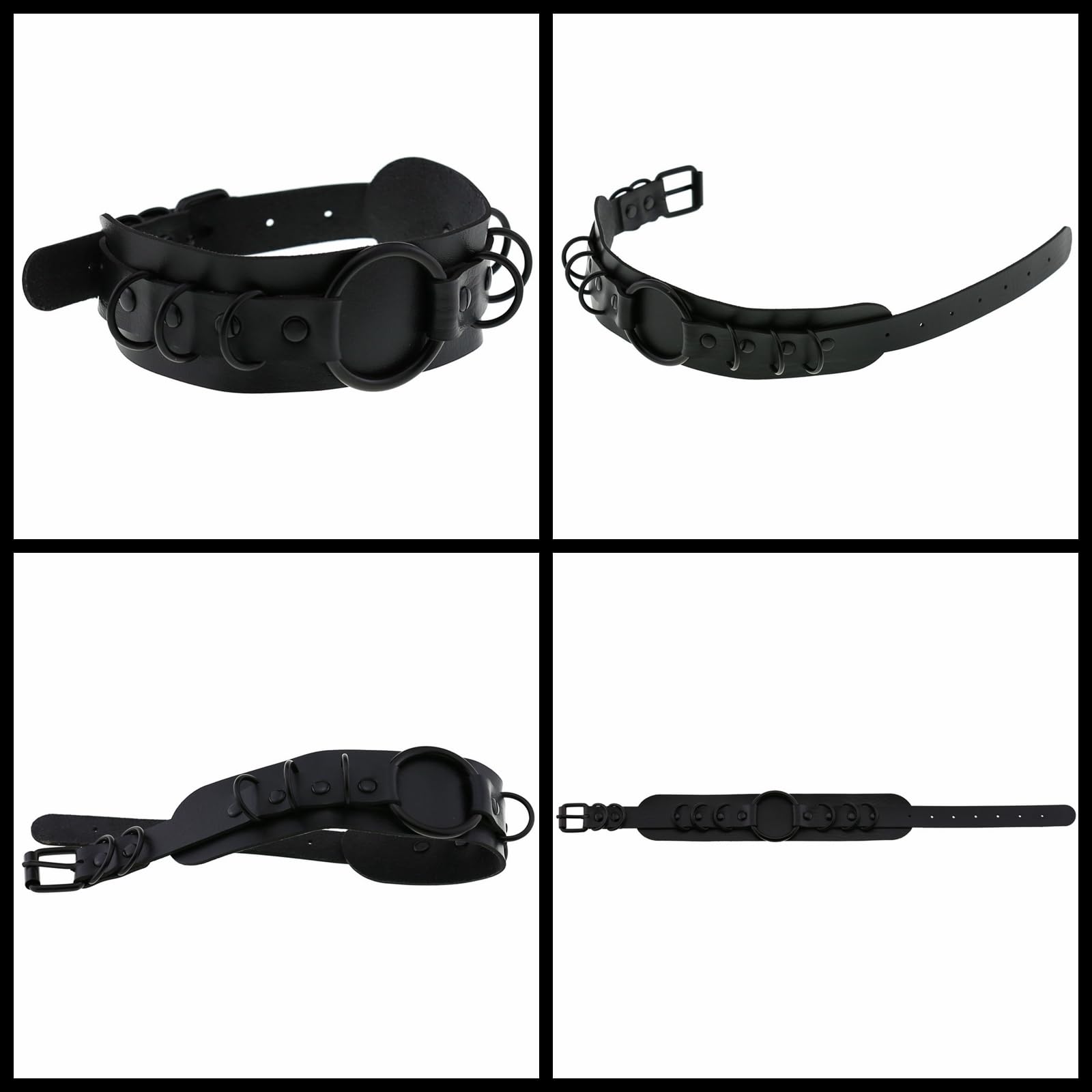Tosmifairy Black Faux Leather Gothic Choker Collar For Dog Cat With Leash,Cosplay Necklaces And Hauling Chains,Adjustable Pet Ne