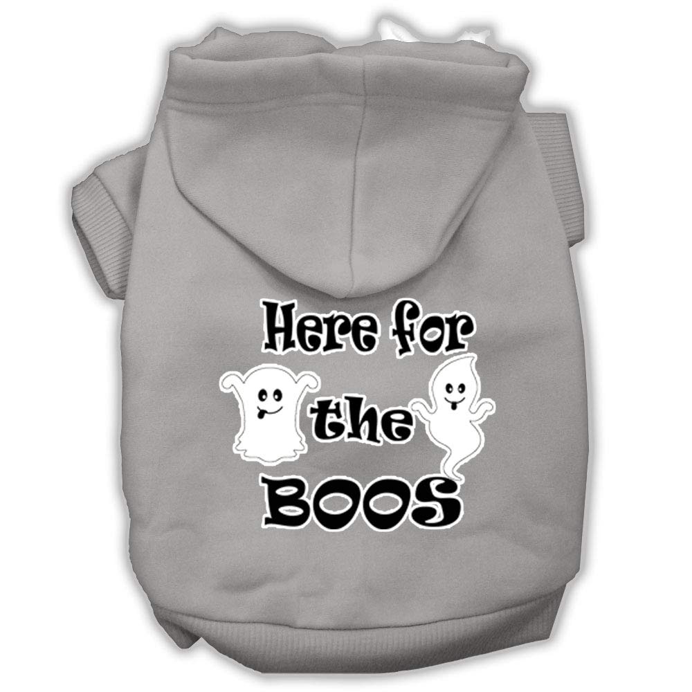 Here For The Boos Screenprint Dog Hoodie Grey Xs 8