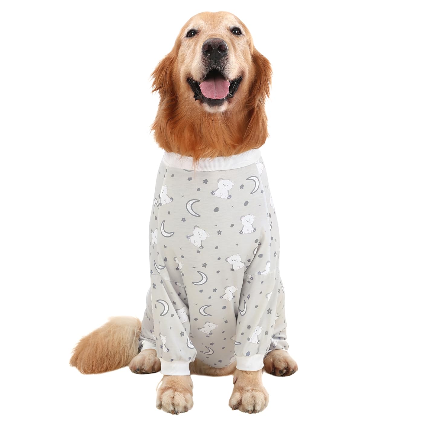 HDE Dog Pajamas One Piece Jumpsuit Lightweight Dog PJs Shirt for M-3XL Dogs Goodnight Polar Bears - L
