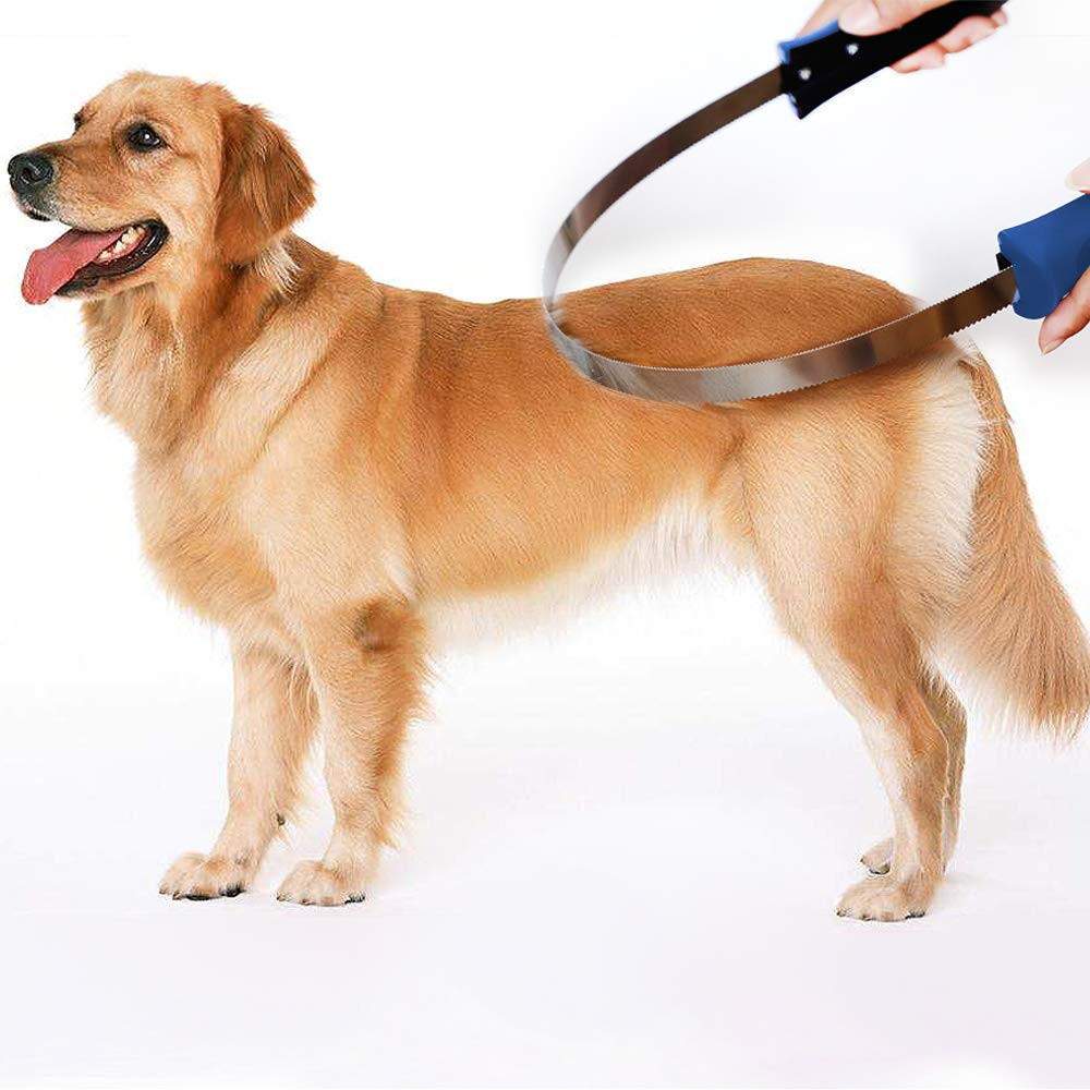 Both Winners Dual-Sided Shedding Blade With Stainless Steel Blade De-Shedding Tool For All Dog Coat Types- Soft Touch Grip (Blue