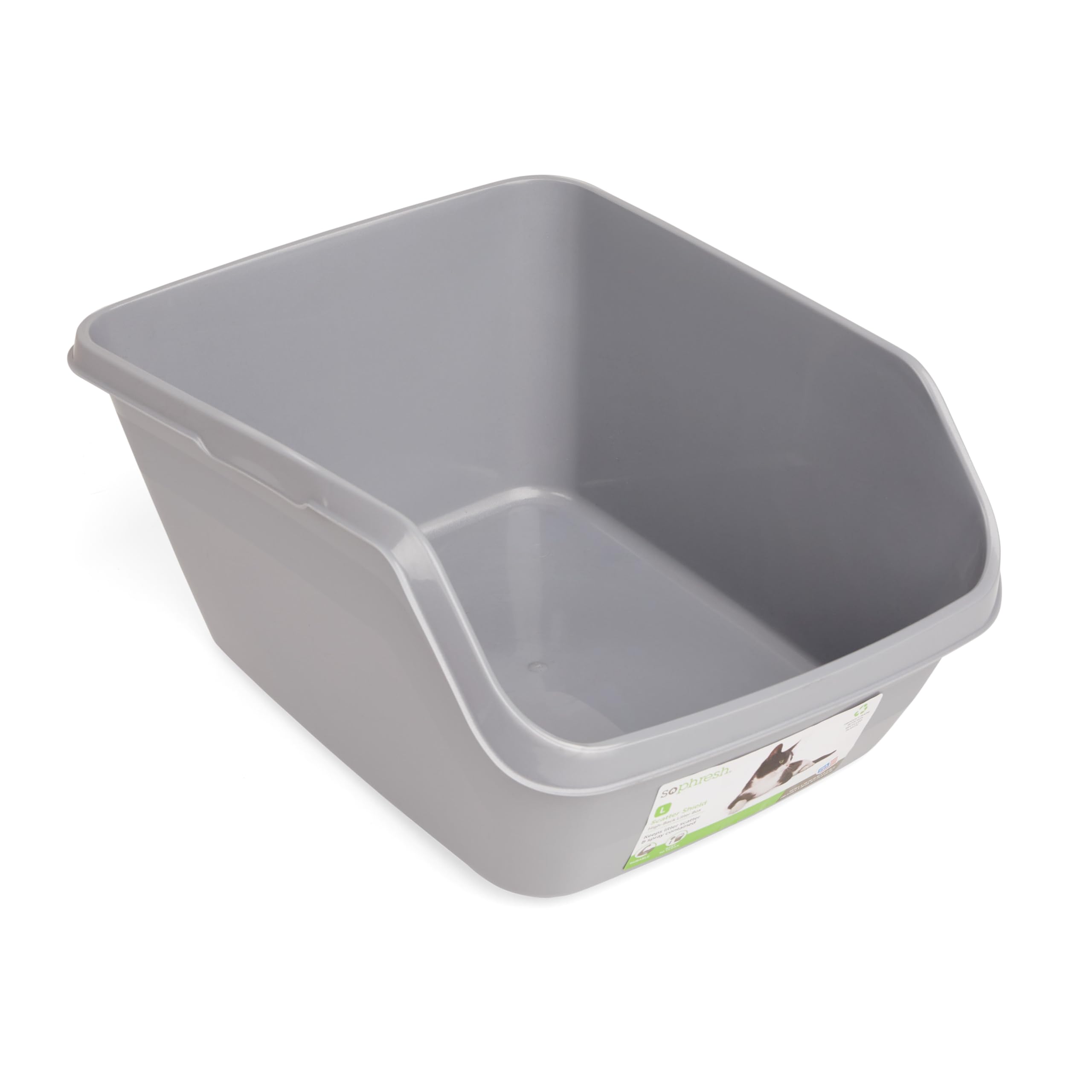 So Phresh Scatter Shield High-Back Litter Box in Gray 18.5 L X 15 W X 8.5 H