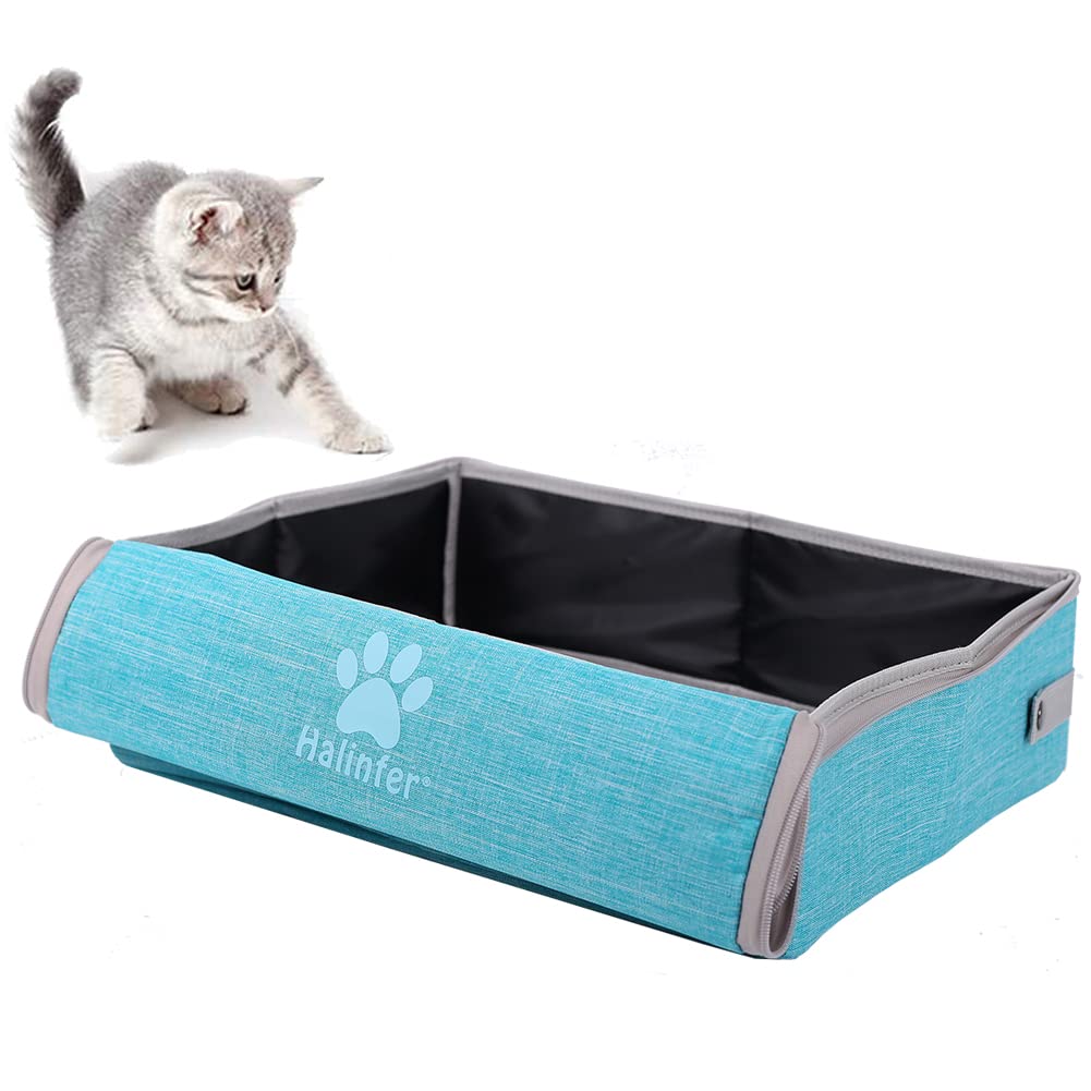 Portable Cat Travel Litter Box With Lid, Collapsible Car Cat Litter Box Waterproof And Easy To Clean