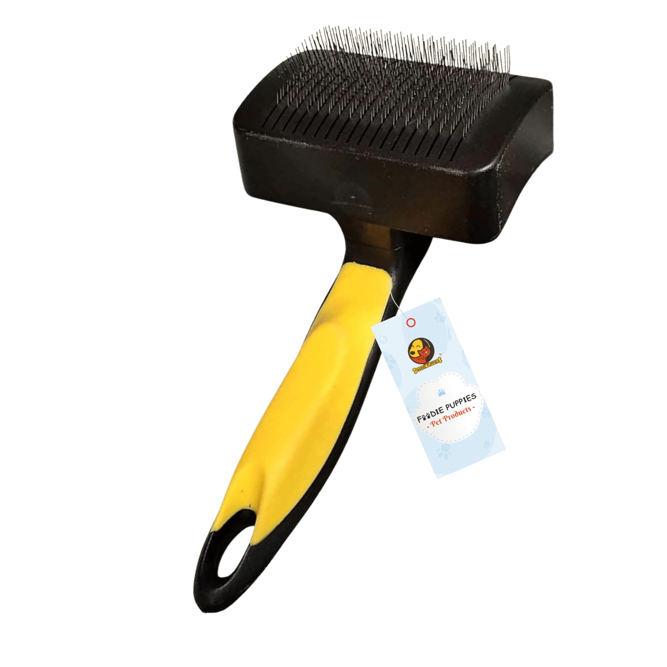 Foodie Puppies Pet Grooming Slicker Brush For Puppies, Dogs, And Cats  (Yellow  Medium) | Removes Loose Undercoat Mats And Tan