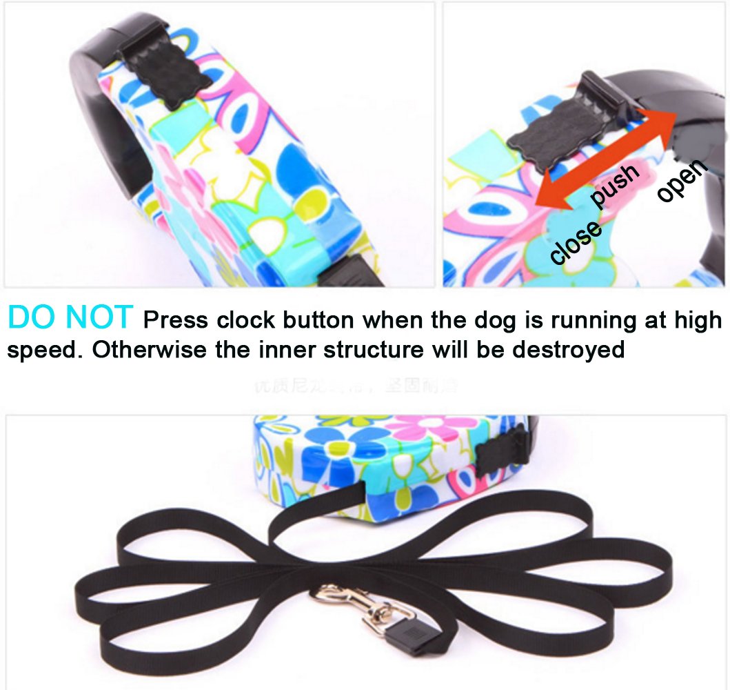 Yueton 16.5 Ft Pet Dog Cat Puppy Retractable Leash Traction Rope Walking Lead Leash (Blue)